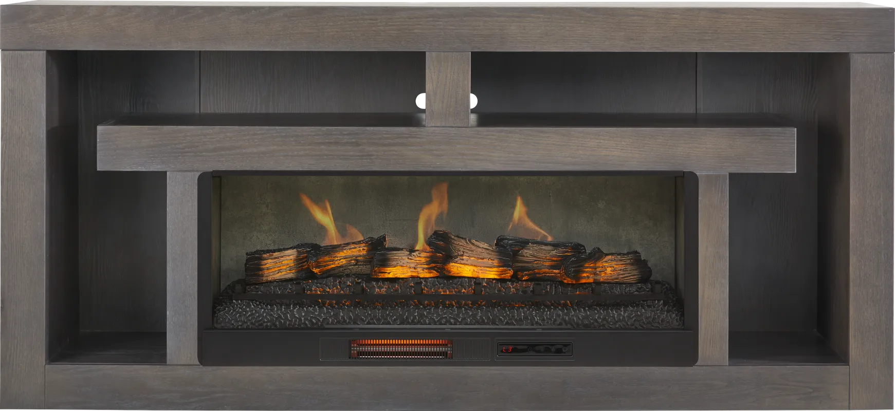 Brookland Park Black 80 in. Console with Electric Log Fireplace
