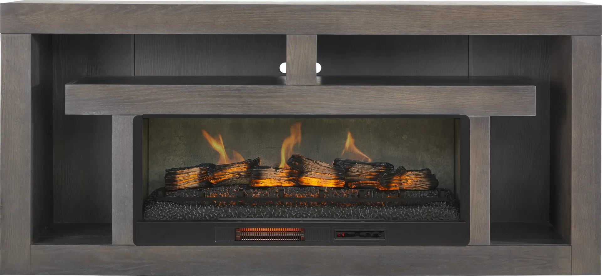 Brookland Park Black 80 in. Console with Electric Log Fireplace - Image 1