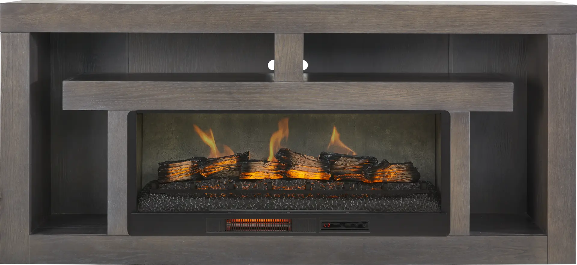 Brookland Park Black 80 in. Console with Electric Log Fireplace
