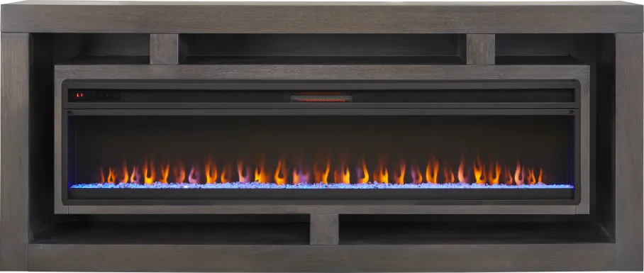 Brookland Park Black 91 in. Console with Electric Fireplace