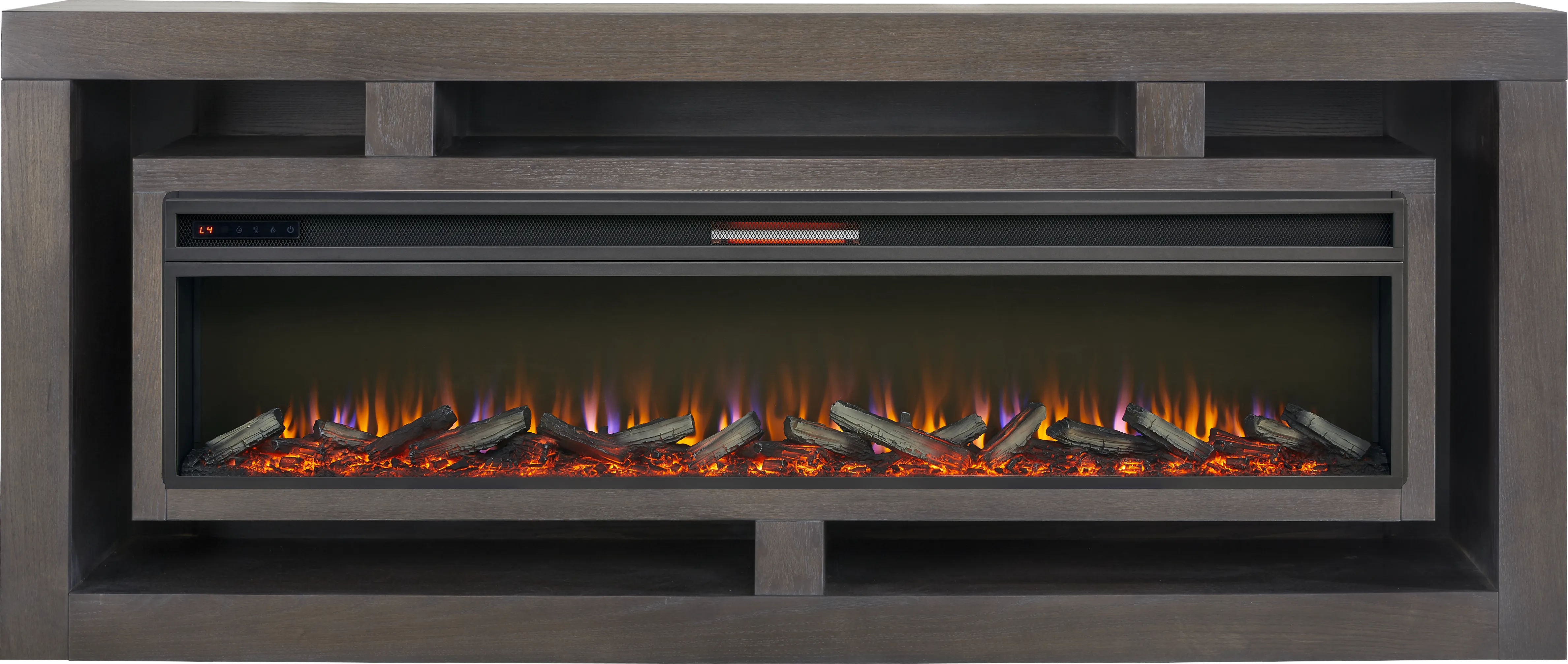 Brookland Park Black 91 in. Console with Electric Log Fireplace - Thumbnail - Image 1