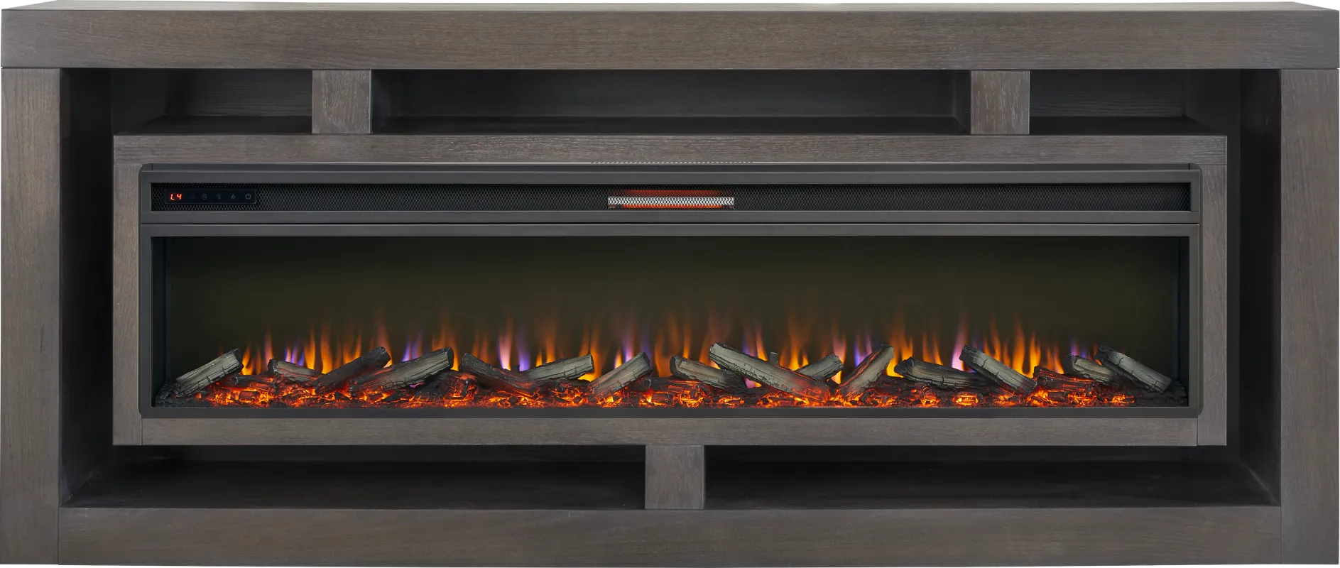 Brookland Park Black 91 in. Console with Electric Log Fireplace