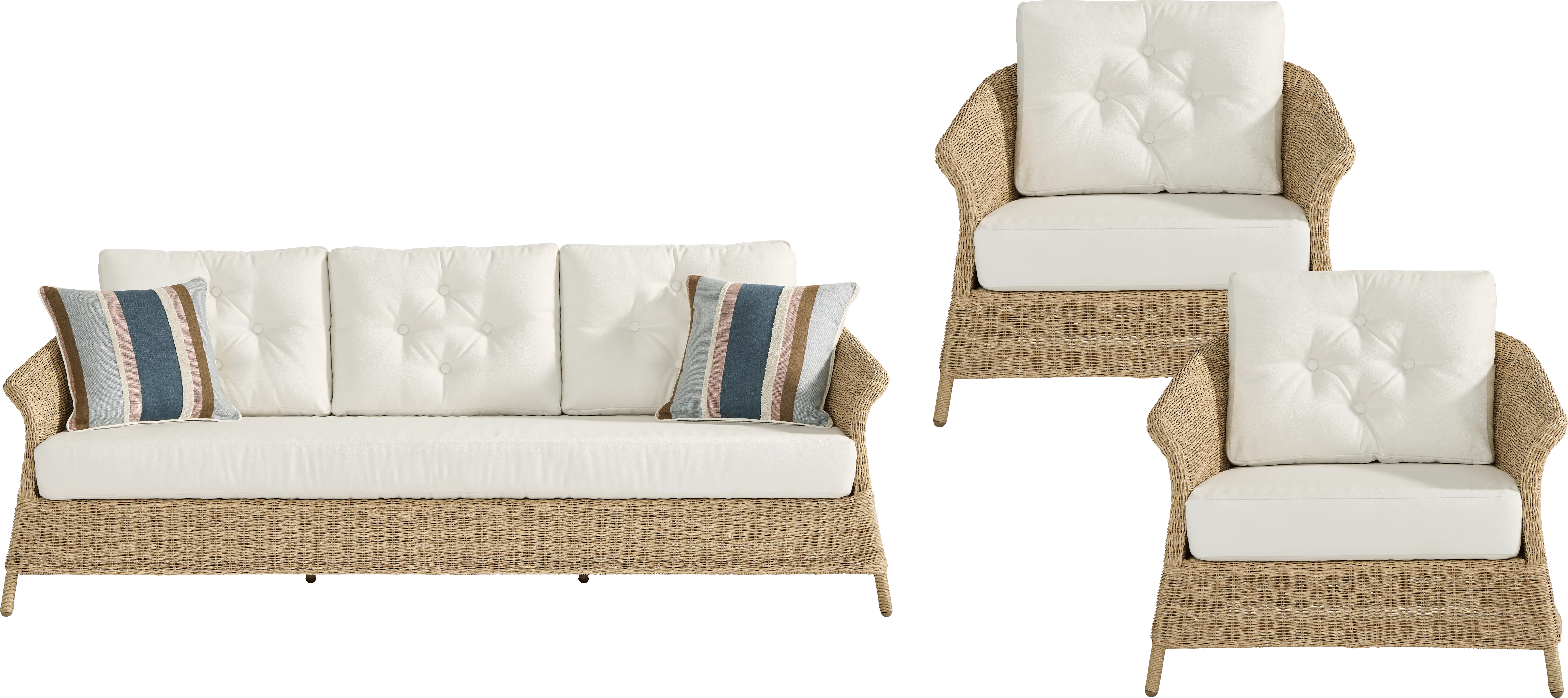 Sarina Bay Natural 3 Pc Outdoor Seating Set - Thumbnail - Image 1