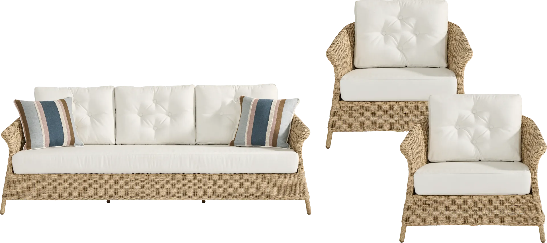 Sarina Bay Natural 3 Pc Outdoor Seating Set - Image 1