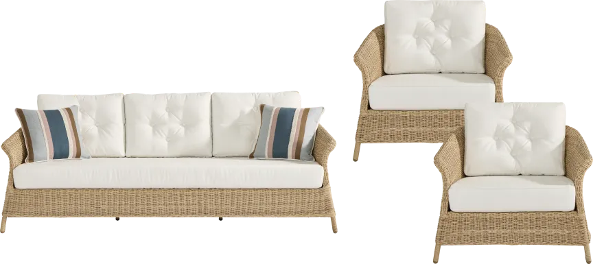 Sarina Bay Natural 3 Pc Outdoor Seating Set