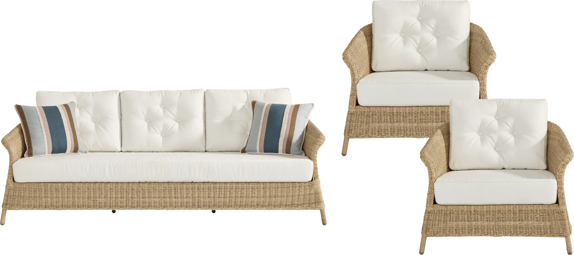 Sarina Bay Natural 3 Pc Outdoor Seating Set - Image 1