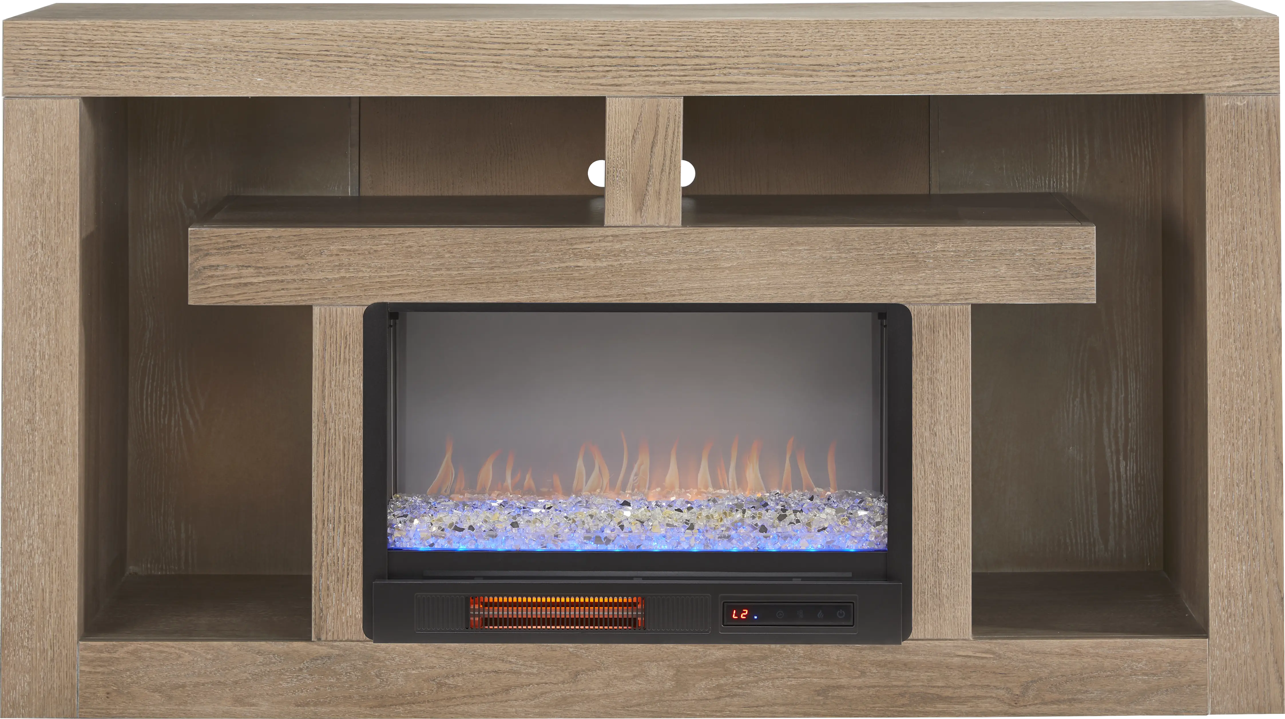 Brookland Park Brown 66 in. Console with Electric Fireplace - Thumbnail - Image 1