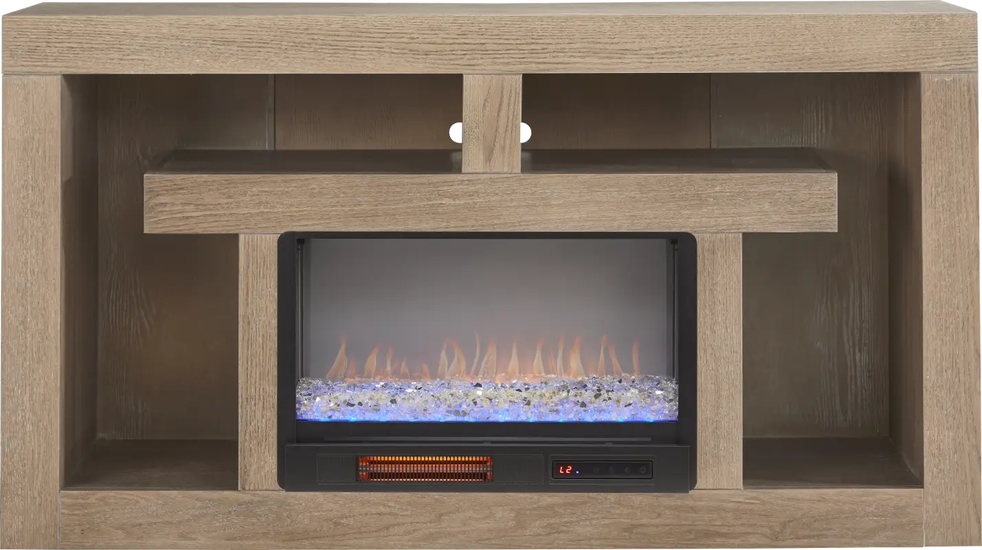 Brookland Park Brown 66 in. Console with Electric Fireplace