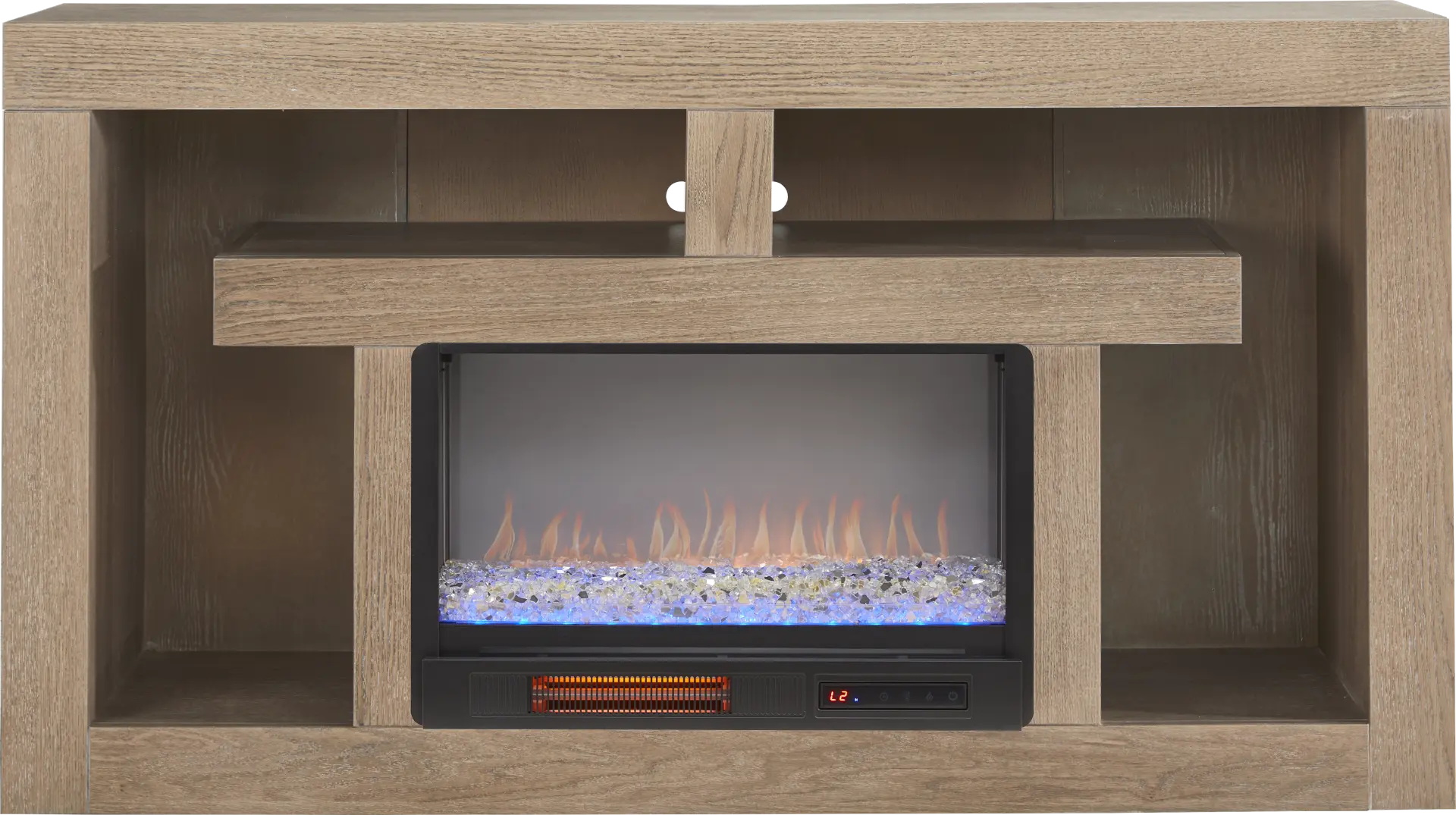 Brookland Park Brown 66 in. Console with Electric Fireplace