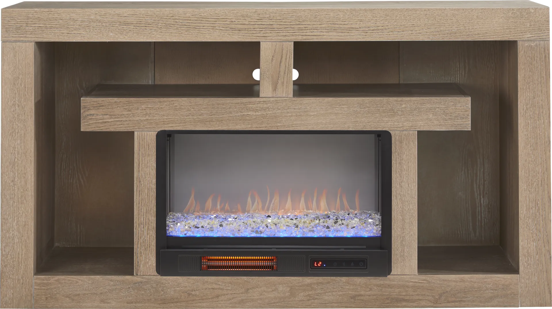 Brookland Park Brown 66 in. Console with Electric Fireplace - Image 1