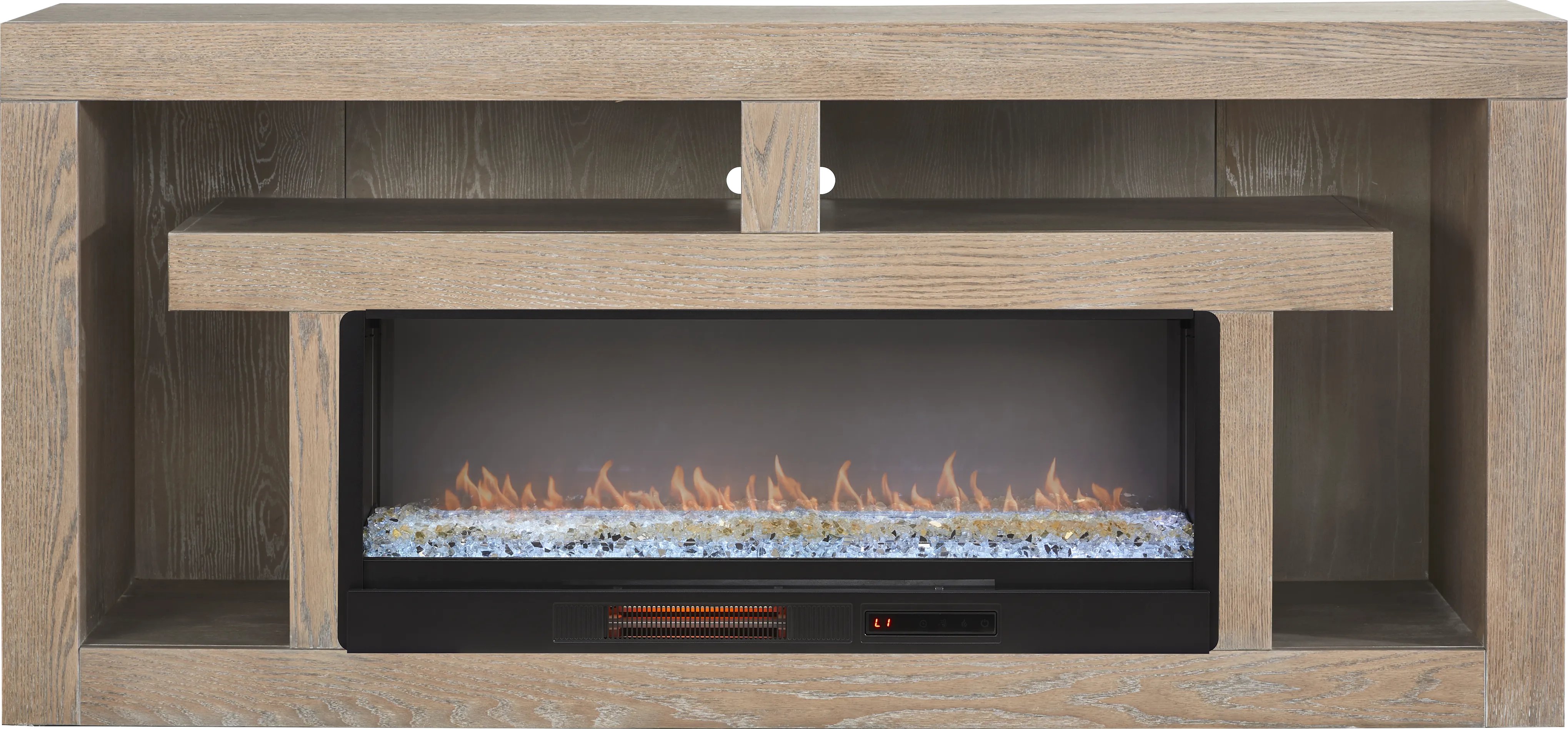 Brookland Park Brown 80 in. Console with Electric Fireplace - Thumbnail - Image 1