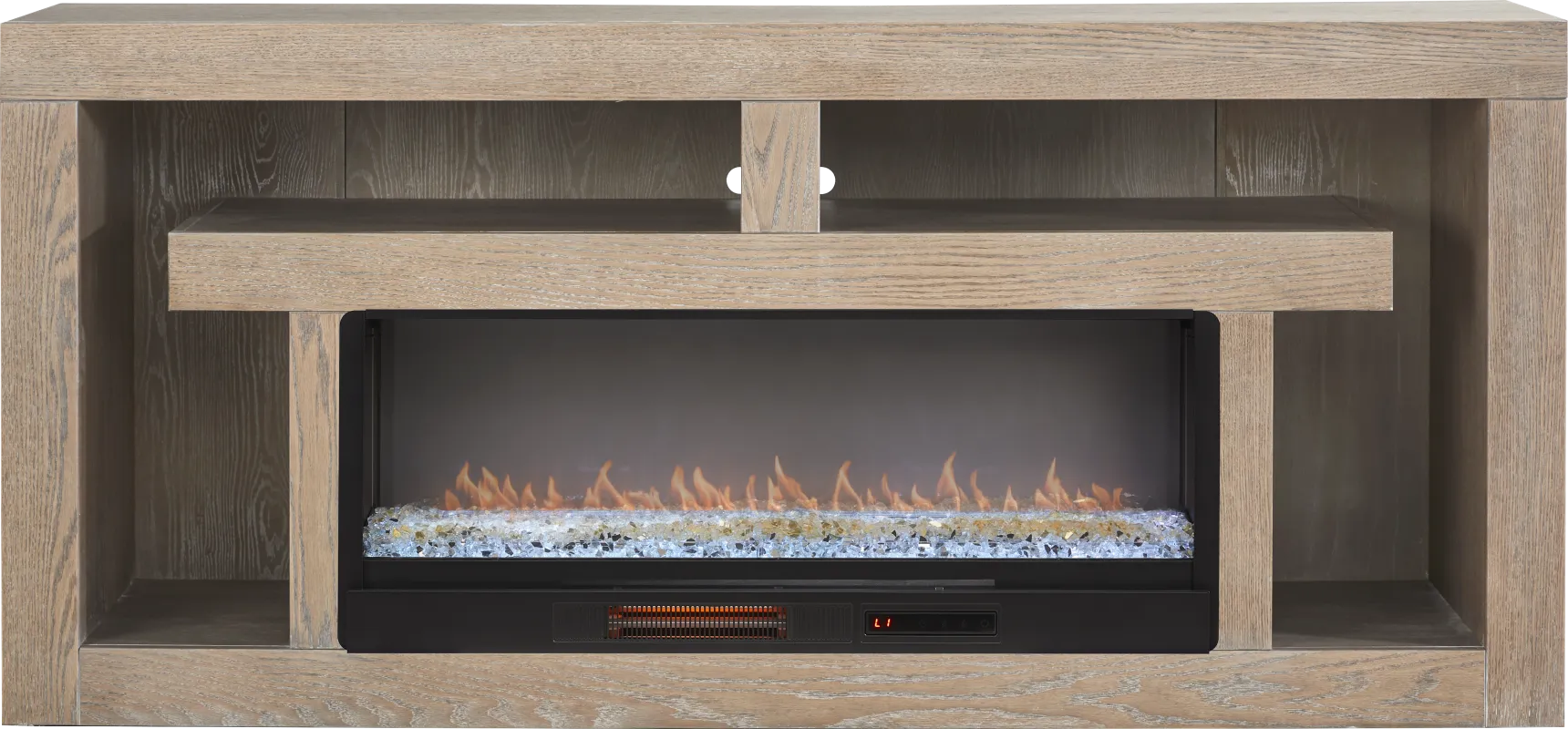 Brookland Park Brown 80 in. Console with Electric Fireplace