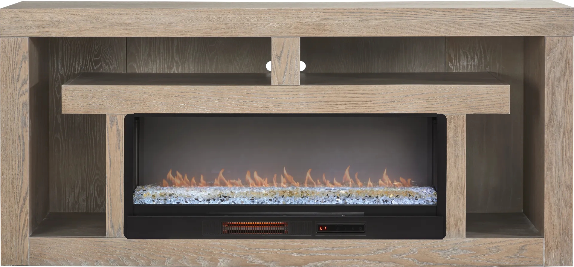 Brookland Park Brown 80 in. Console with Electric Fireplace - Image 1