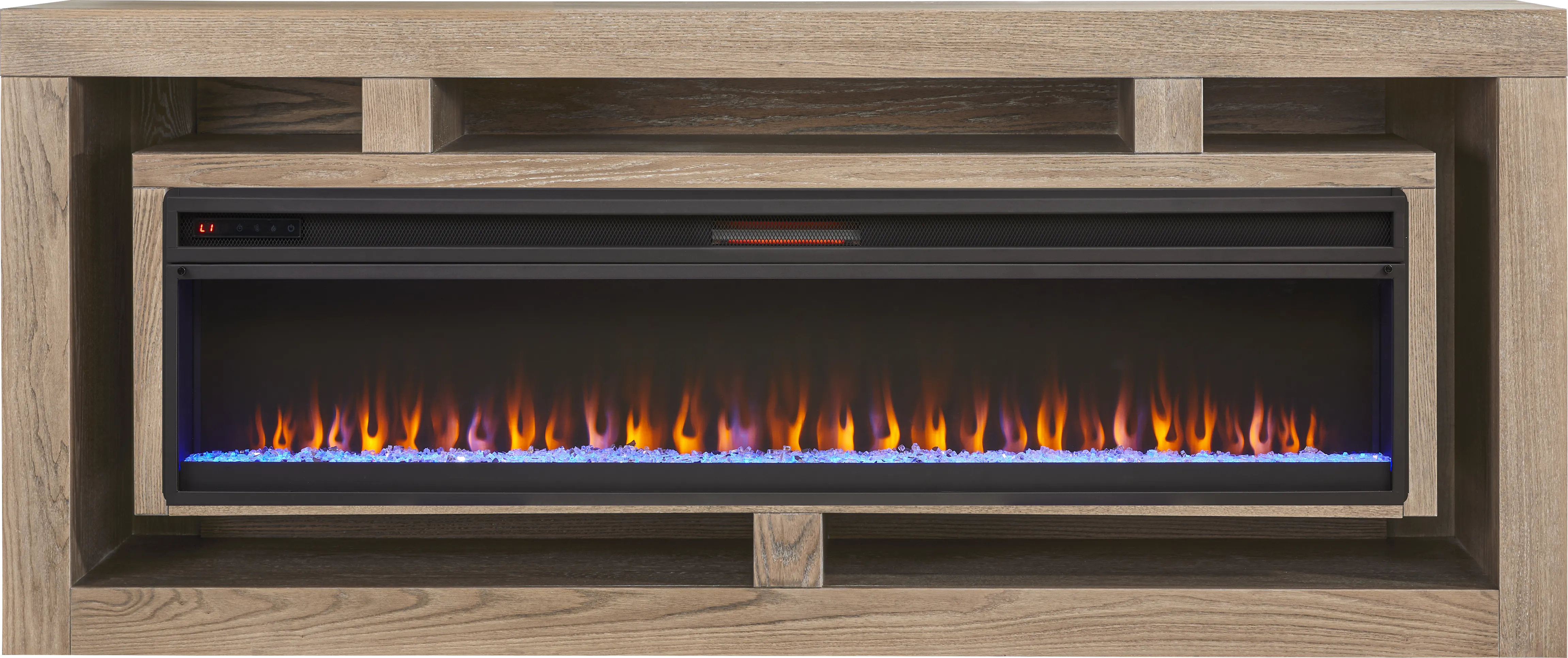 Brookland Park Brown 91 in. Console with Electric Fireplace - Thumbnail - Image 1