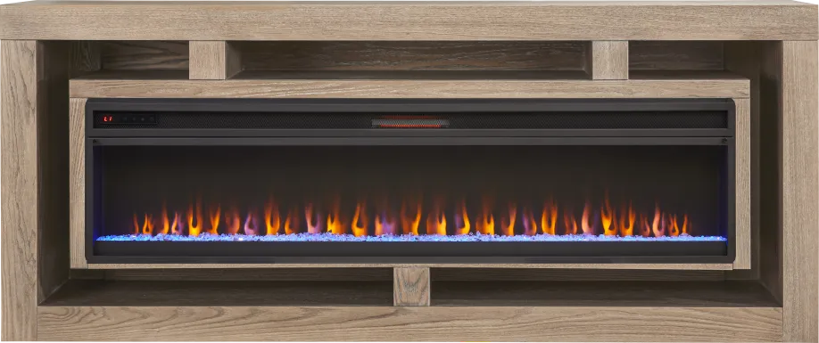 Brookland Park Brown 91 in. Console with Electric Fireplace