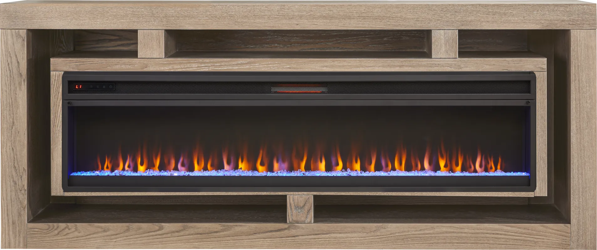 Brookland Park Brown 91 in. Console with Electric Fireplace