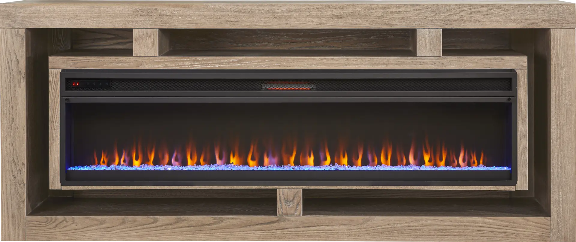 Brookland Park Brown 91 in. Console with Electric Fireplace