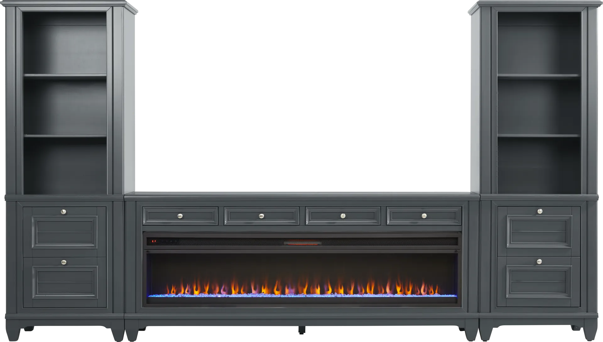Hilton Head Graphite 4 Pc Wall Unit with 80 in. Console and Electric Fireplace - Image 1
