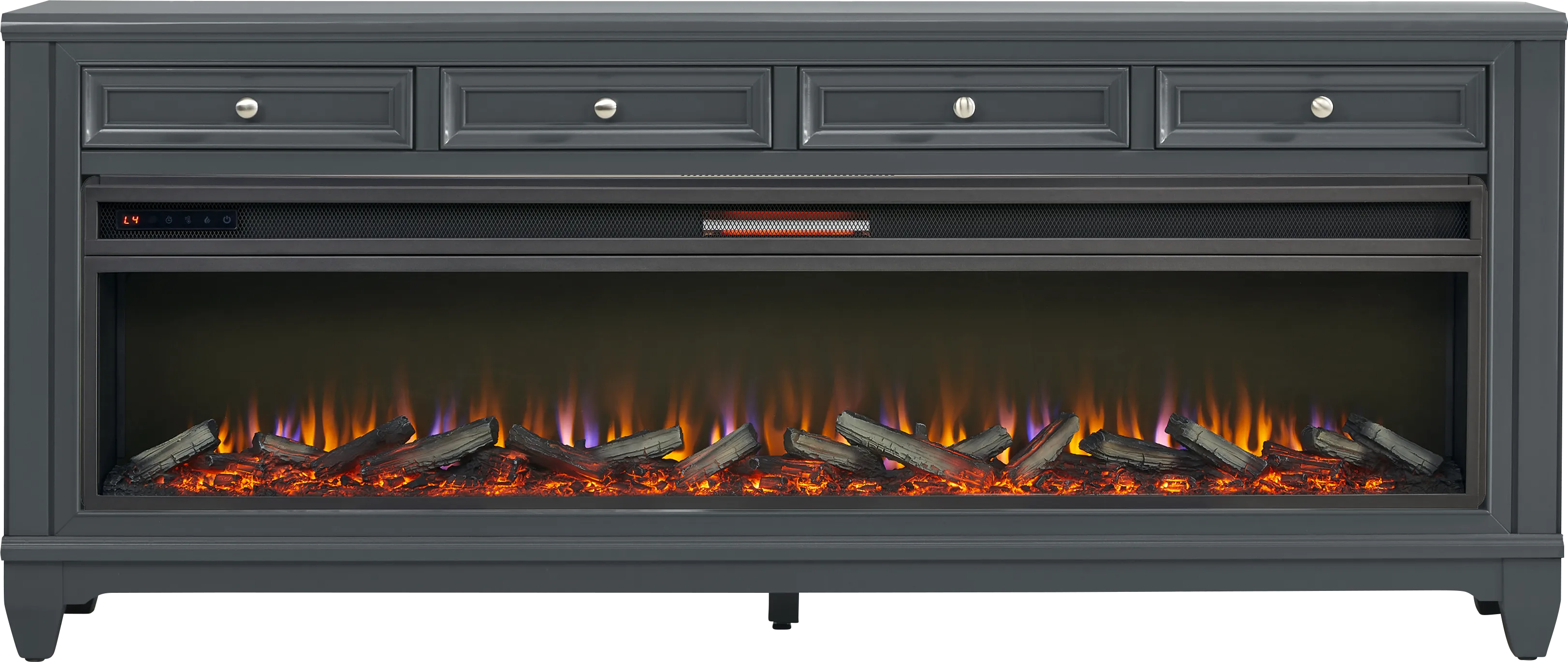 Hilton Head Graphite 80 in. Console with Electric Log Fireplace - Thumbnail - Image 1