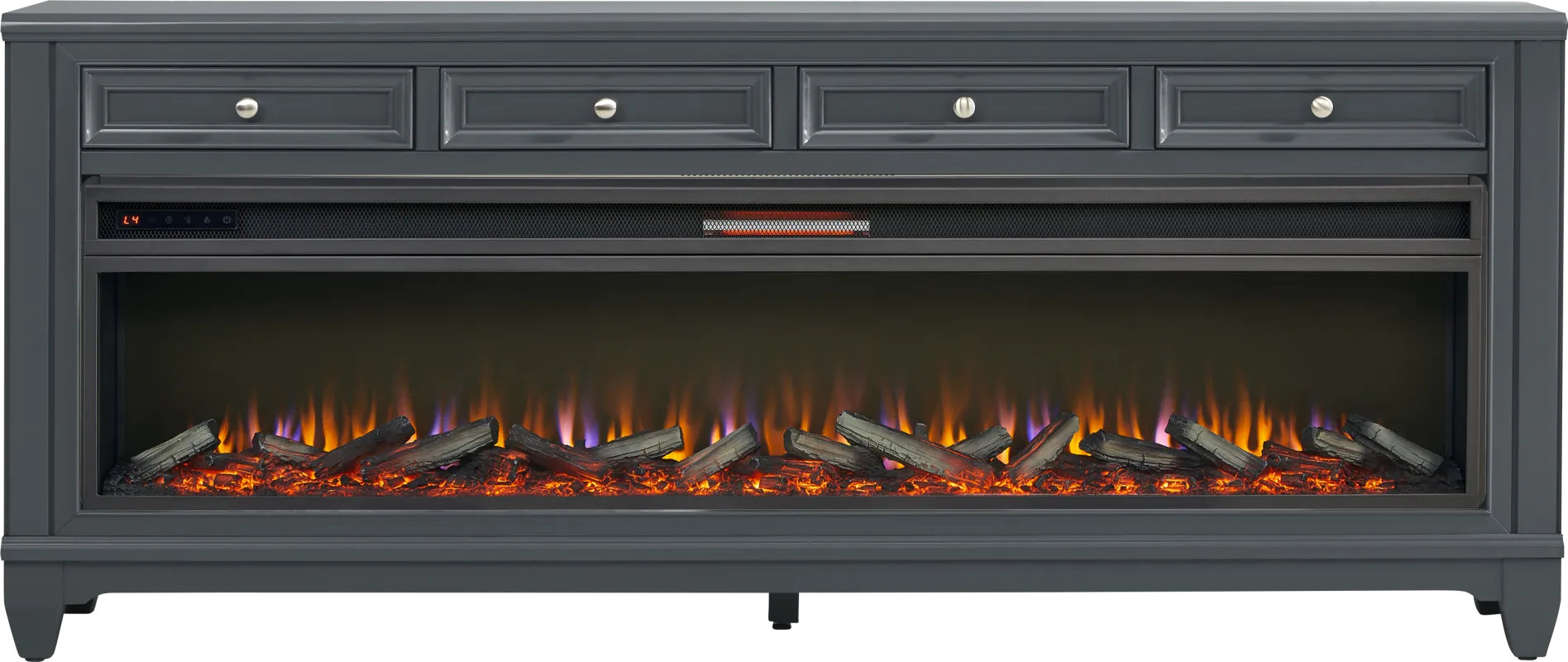 Hilton Head Graphite 80 in. Console with Electric Log Fireplace