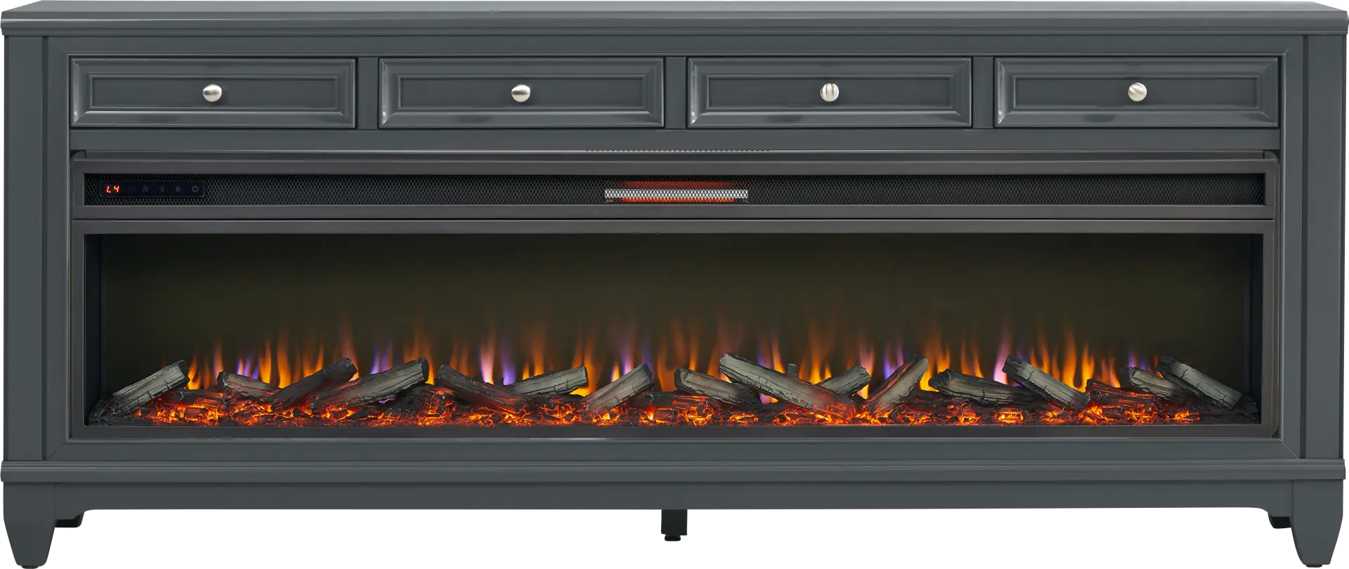 Hilton Head Graphite 80 in. Console with Electric Log Fireplace