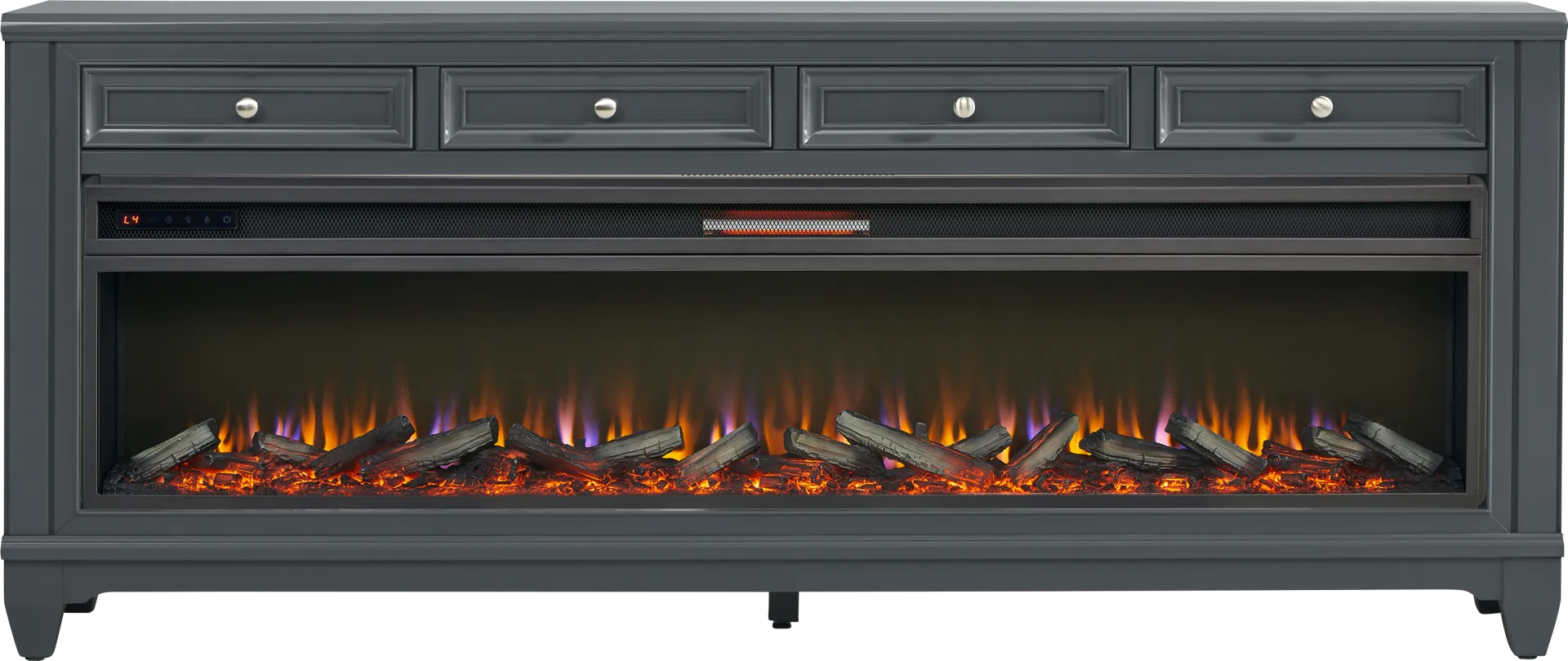 Hilton Head Graphite 80 in. Console with Electric Log Fireplace - Image 1