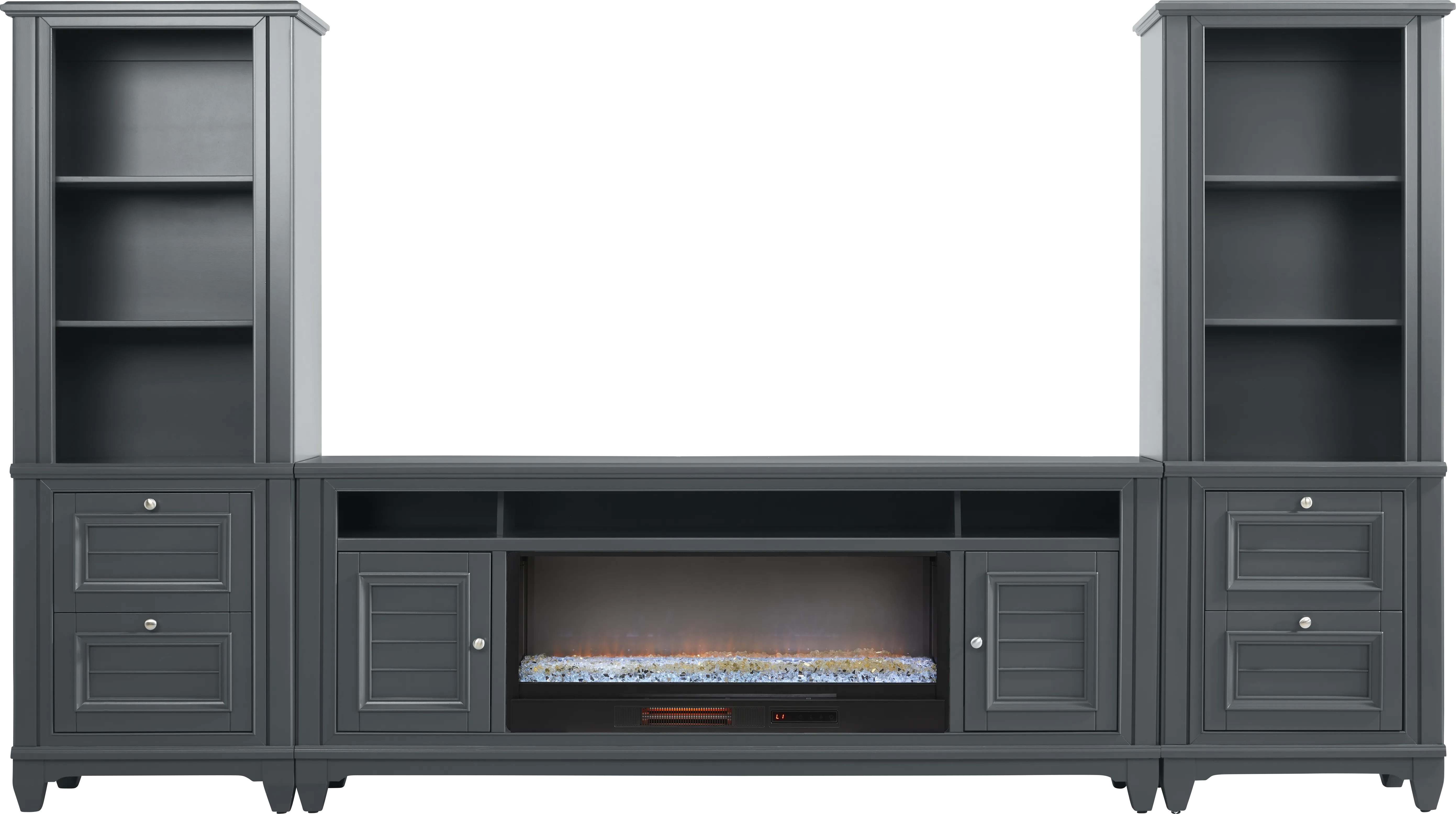 Hilton Head Graphite 4 Pc Wall Unit with 82 in. Console and Electric Fireplace - Thumbnail - Image 1
