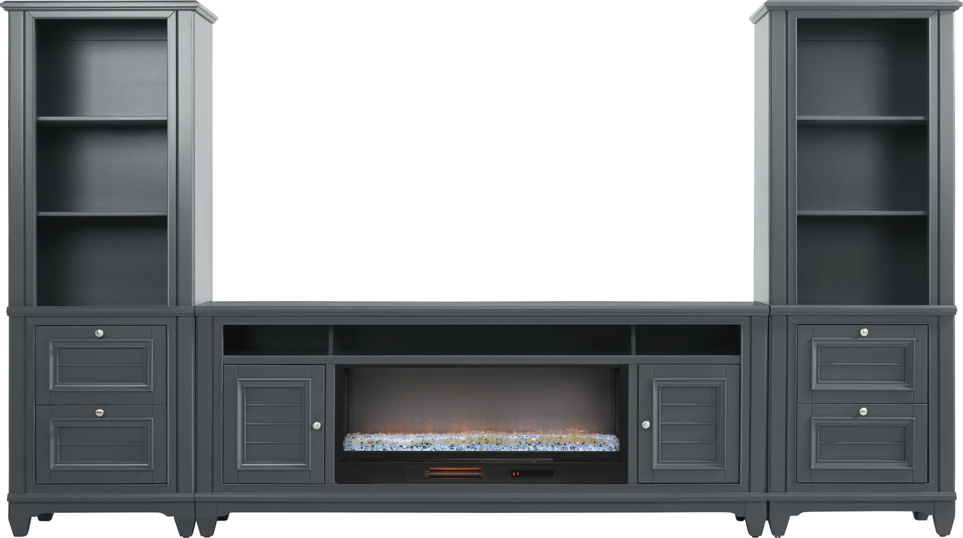 Hilton Head Graphite 4 Pc Wall Unit with 82 in. Console and Electric Fireplace