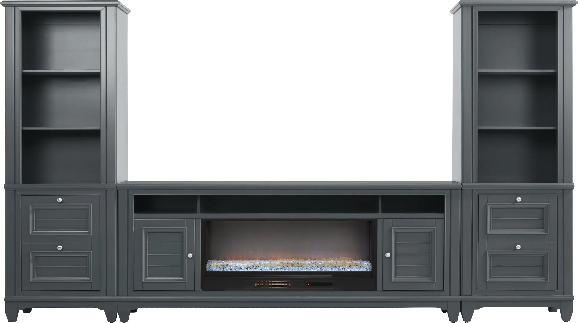 Hilton Head Graphite 4 Pc Wall Unit with 82 in. Console and Electric Fireplace - Image 1