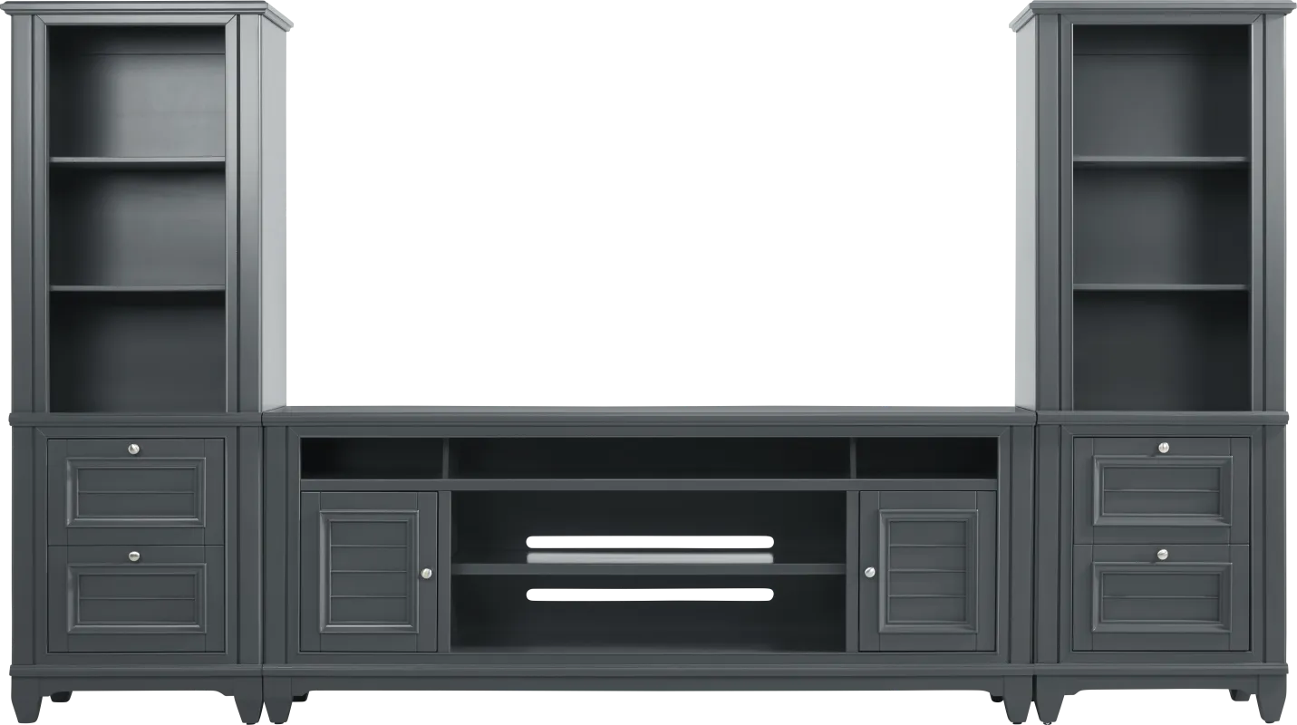 Hilton Head Graphite 3 Pc Wall Unit with 82 in. Console
