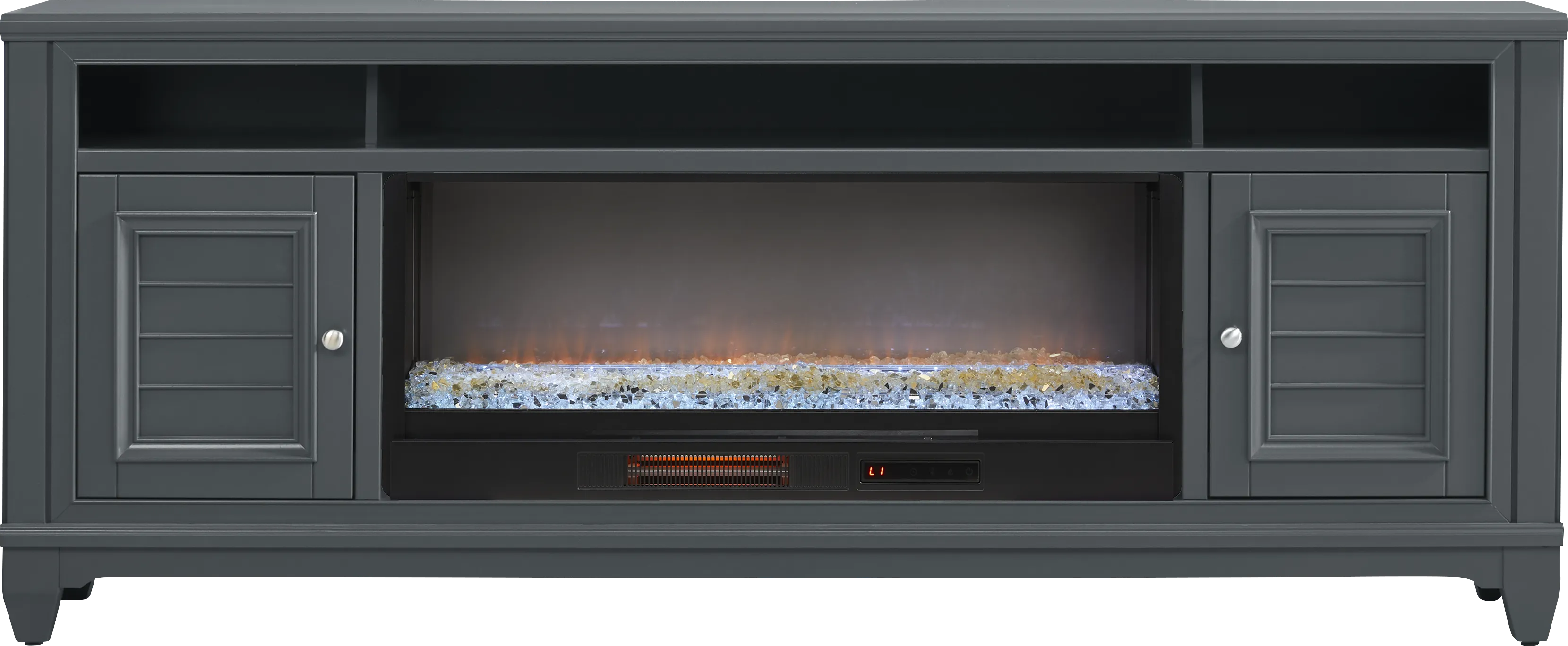 Hilton Head Graphite 82 in. Console with Electric Fireplace - Thumbnail - Image 1