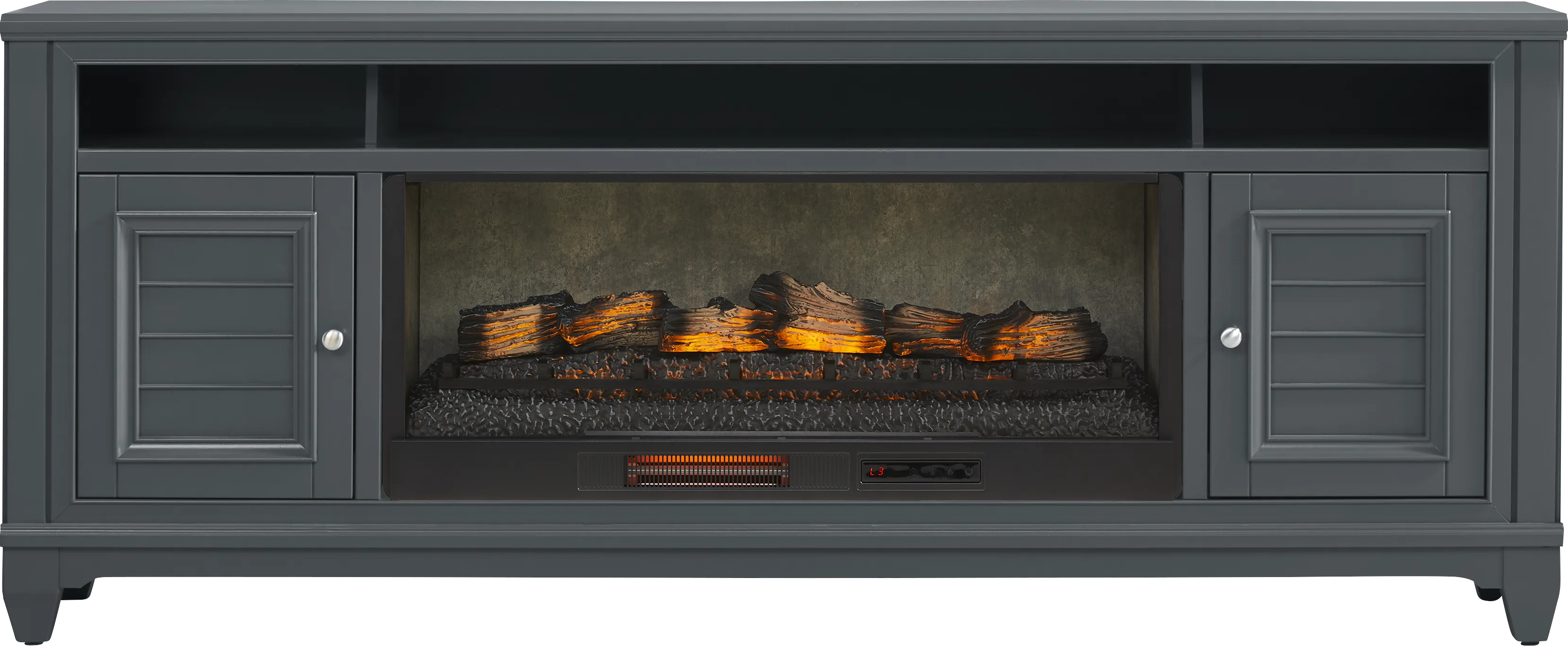 Hilton Head Graphite 82 in. Console with Electric Log Fireplace - Thumbnail - Image 1