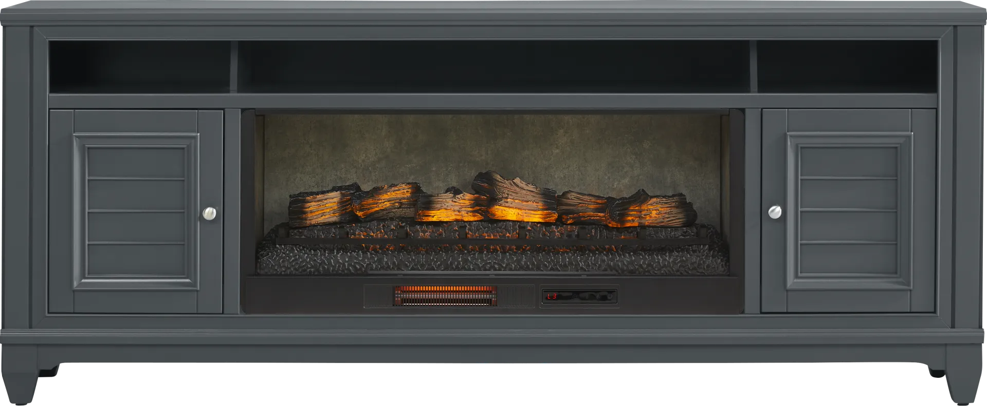 Hilton Head Graphite 82 in. Console with Electric Log Fireplace - Image 1