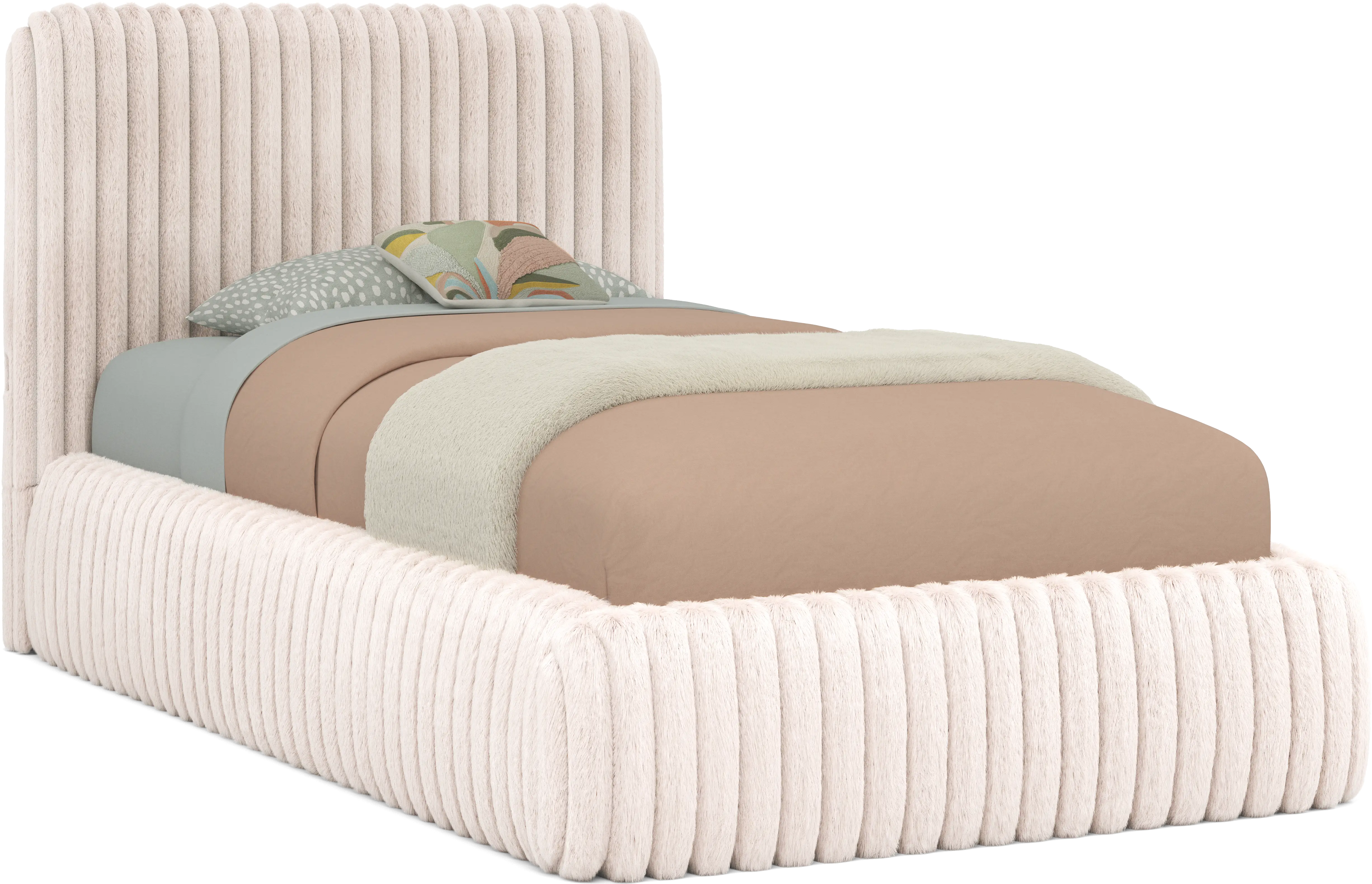 Kids Charlize Pink Twin Upholstered Bed - Thumbnail - Image 1