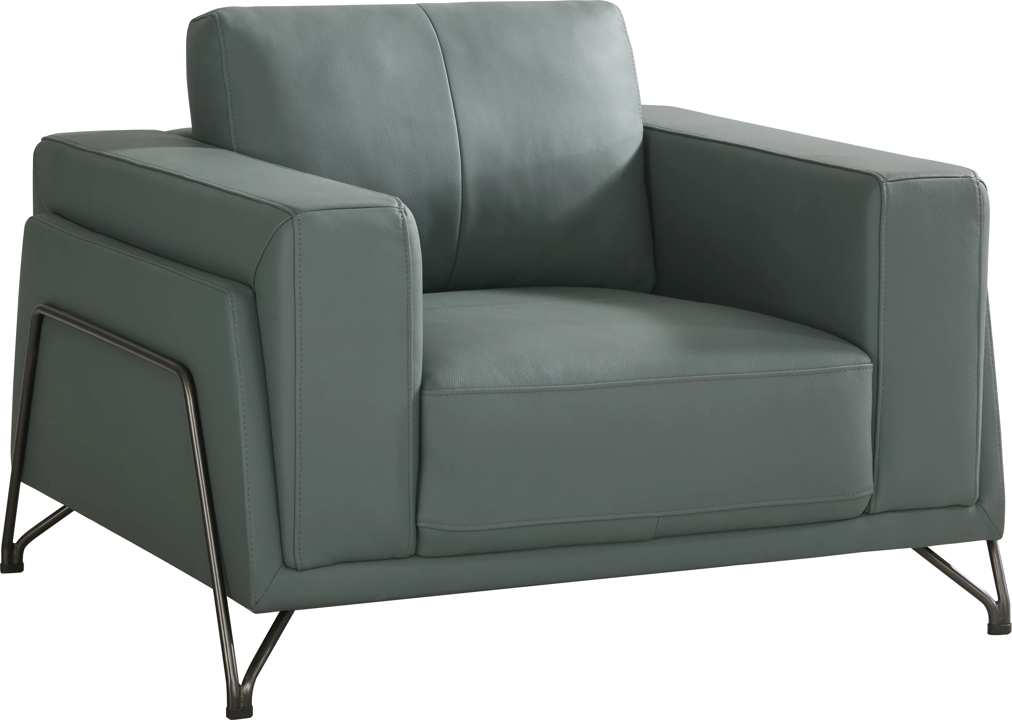 Camelot Slate Blue Leather Chair - Thumbnail - Image 1
