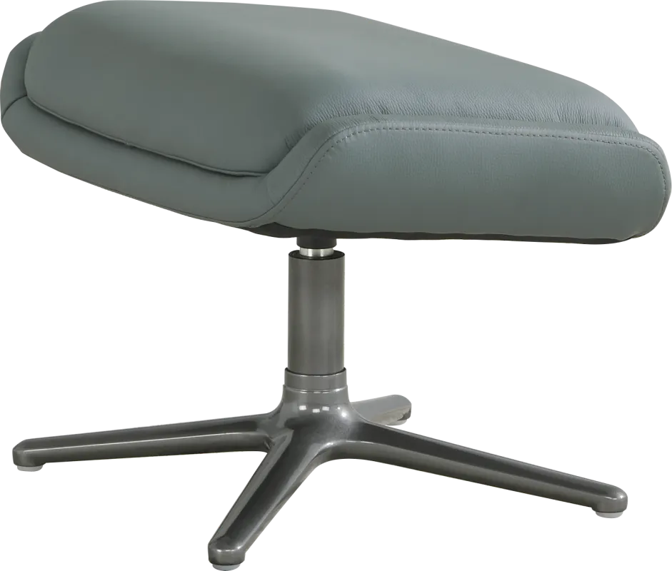Camelot Slate Blue Leather Ottoman