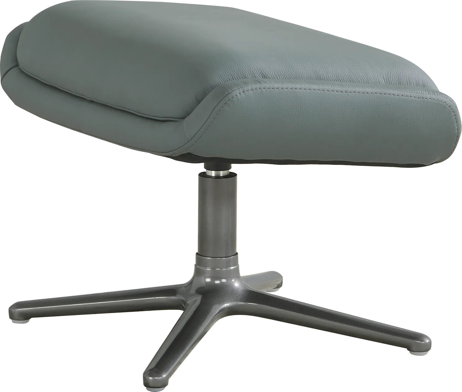 Camelot Slate Blue Leather Ottoman - Image 1