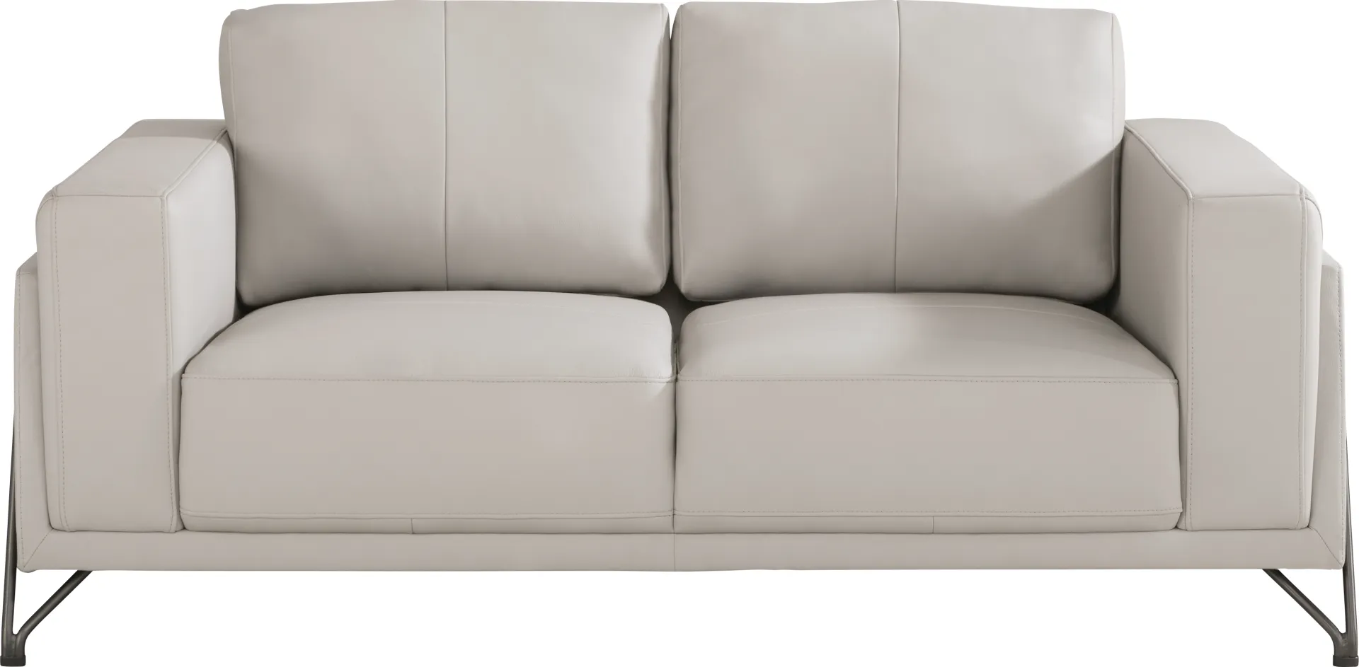 Camelot Dove Gray Leather Loveseat - Image 1