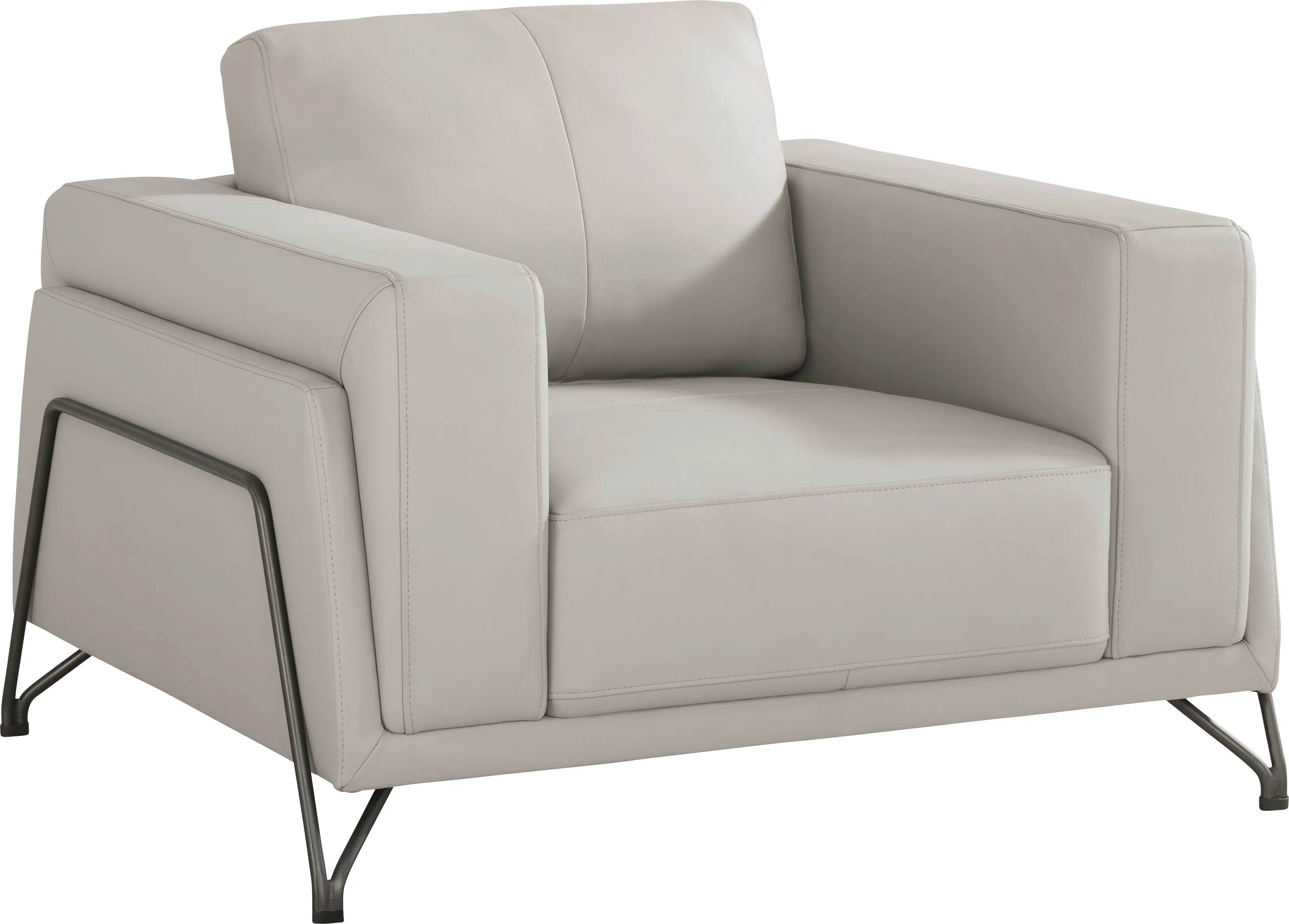 Camelot Dove Gray Leather Chair - Thumbnail - Image 1