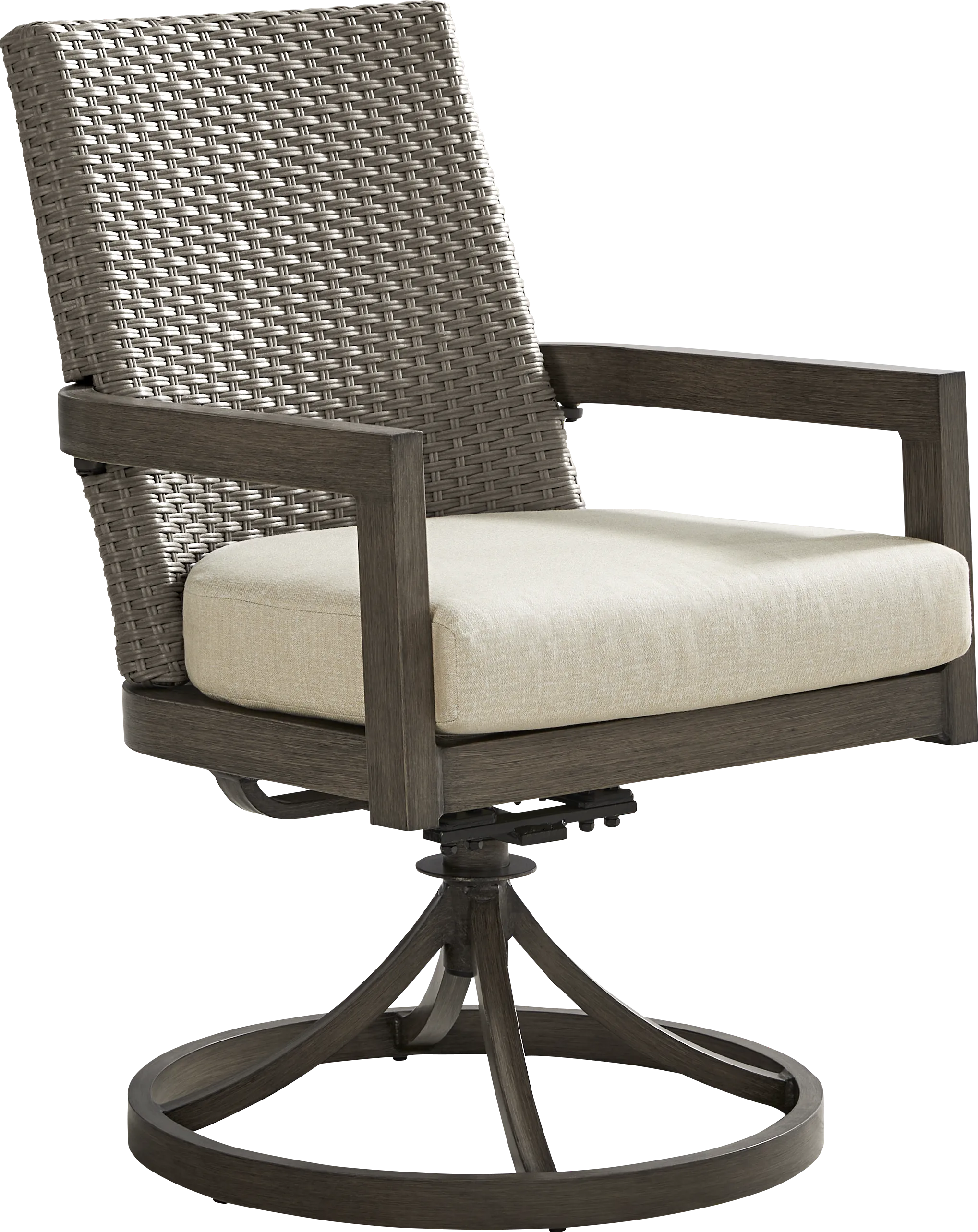 Point Reyes Brown Outdoor Swivel Rocker Dining Chair - Thumbnail - Image 1