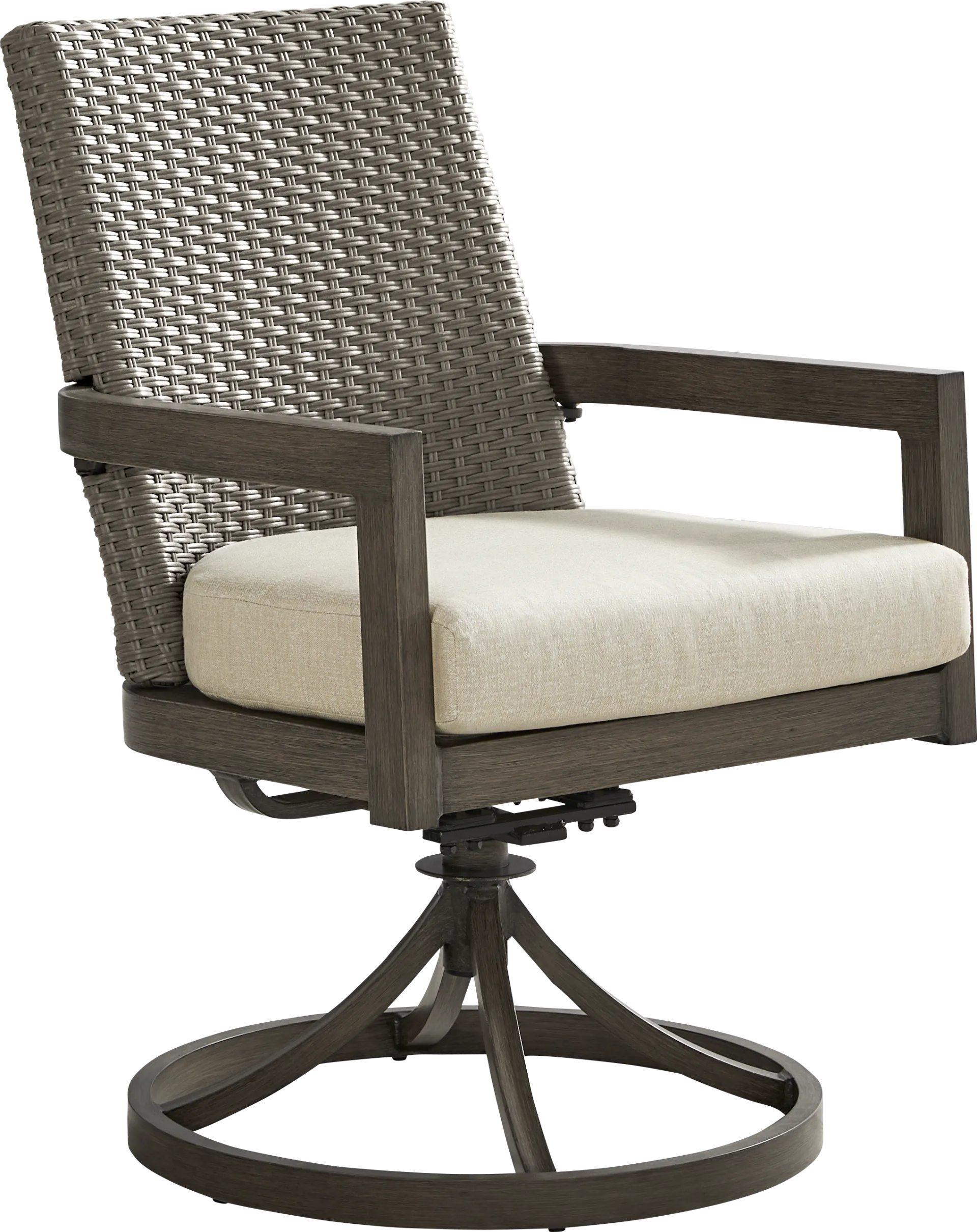 Point Reyes Brown Outdoor Swivel Rocker Dining Chair - Image 1