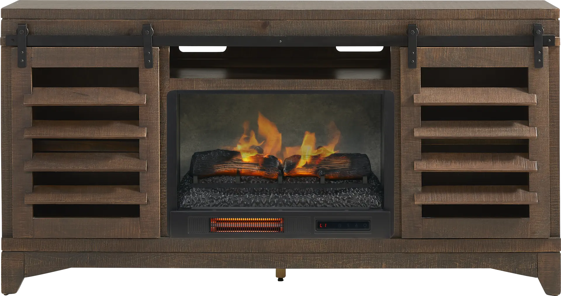 Canoe Creek Brown 66 in. Console with Electric Fireplace
