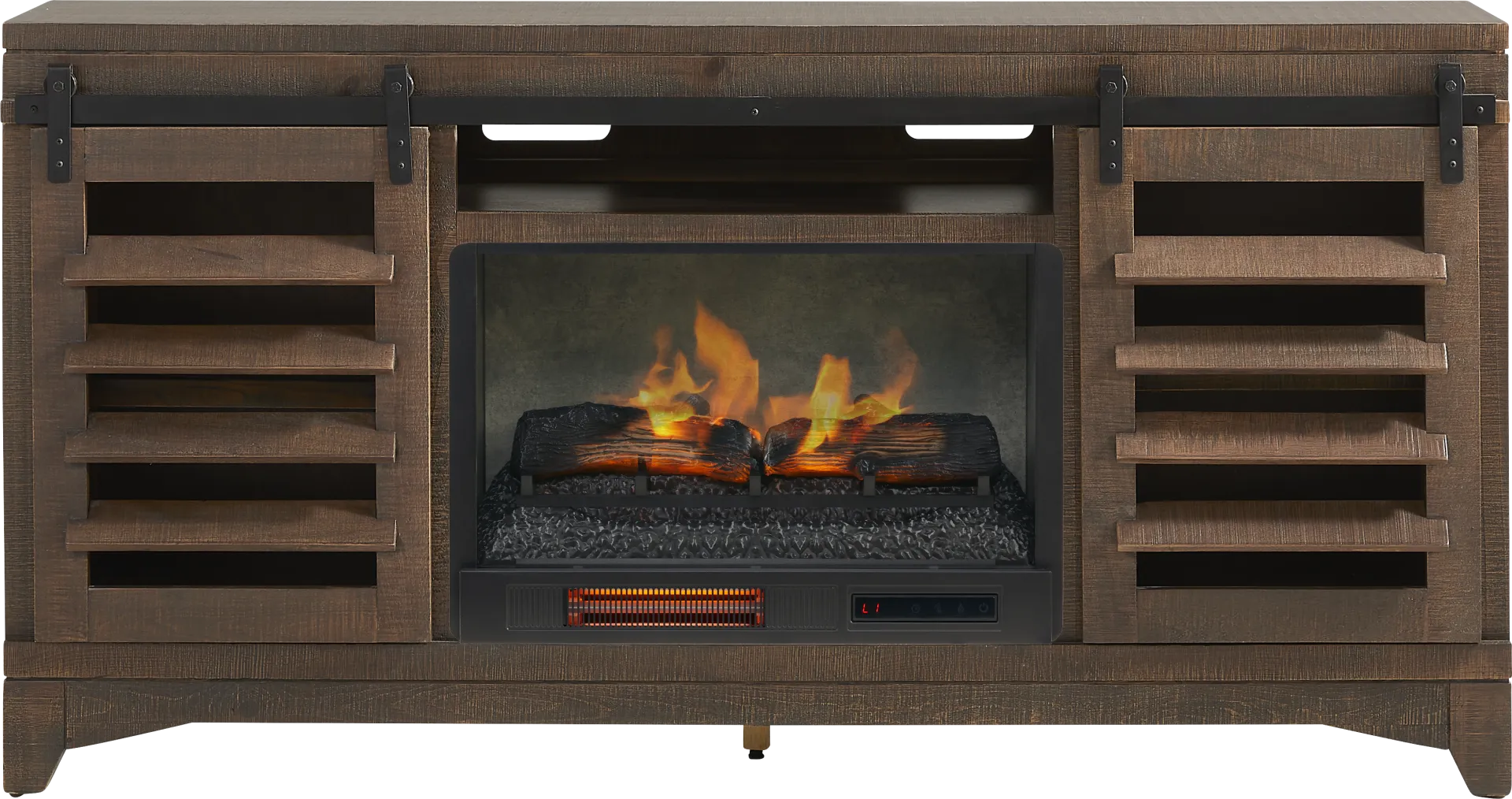 Canoe Creek Brown 66 in. Console with Electric Fireplace - Image 1