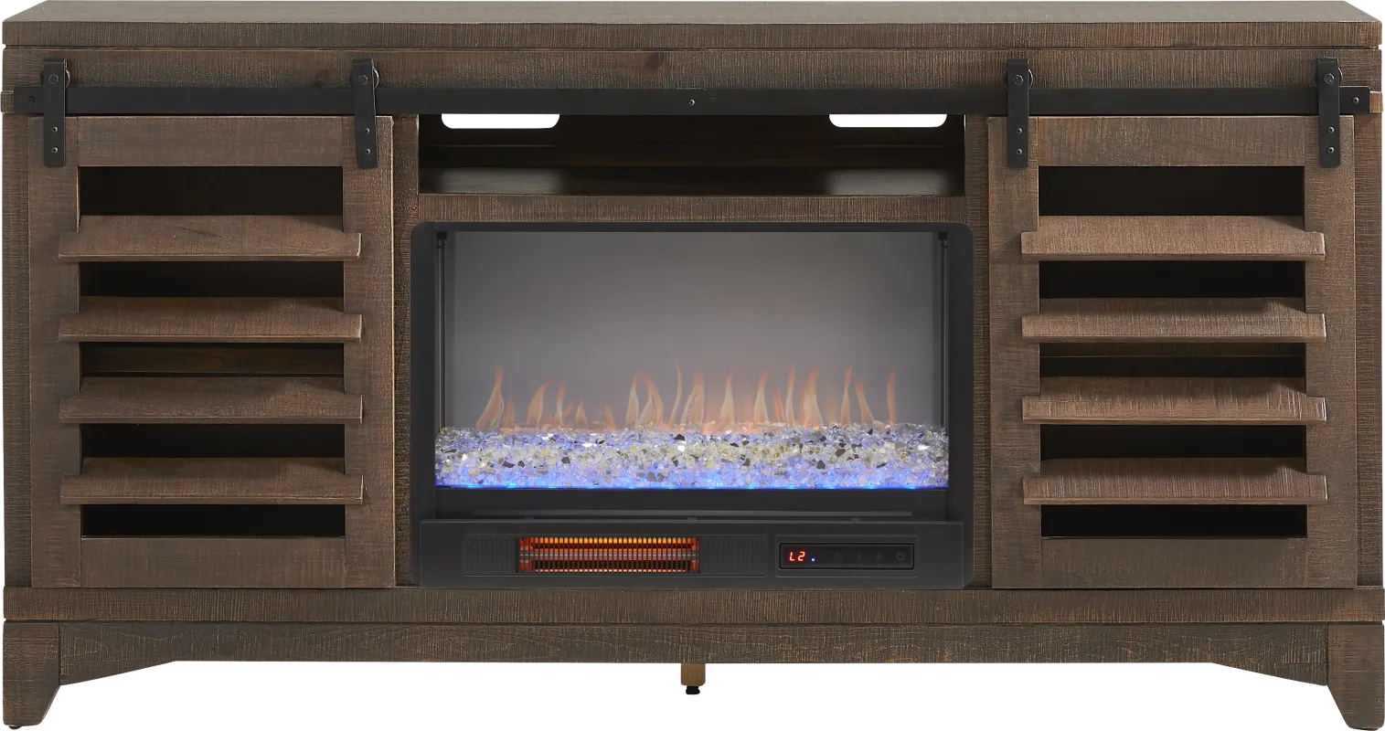 Canoe Creek Brown 66 in. Console with Electric Fireplace