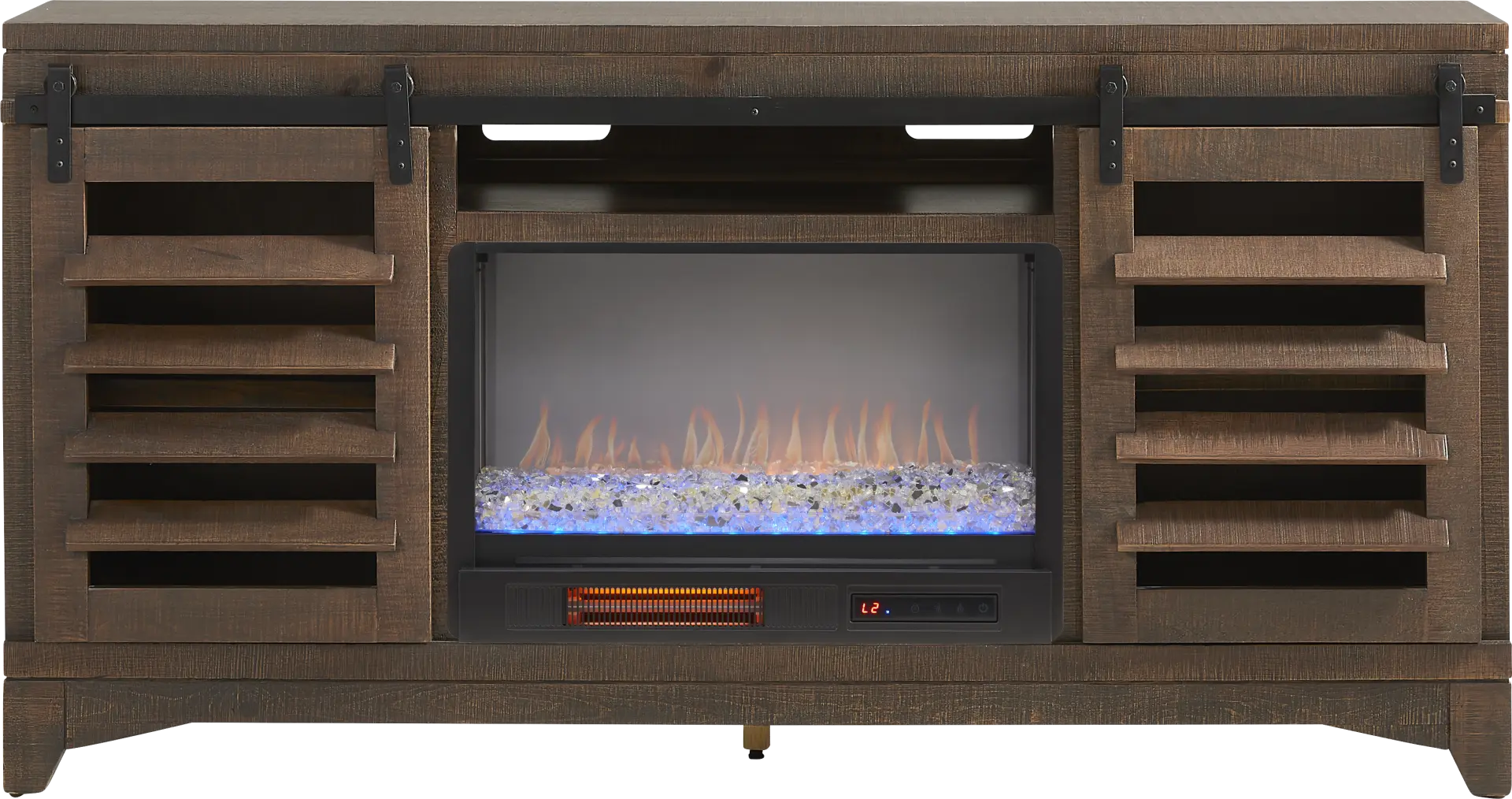 Canoe Creek Brown 66 in. Console with Electric Fireplace