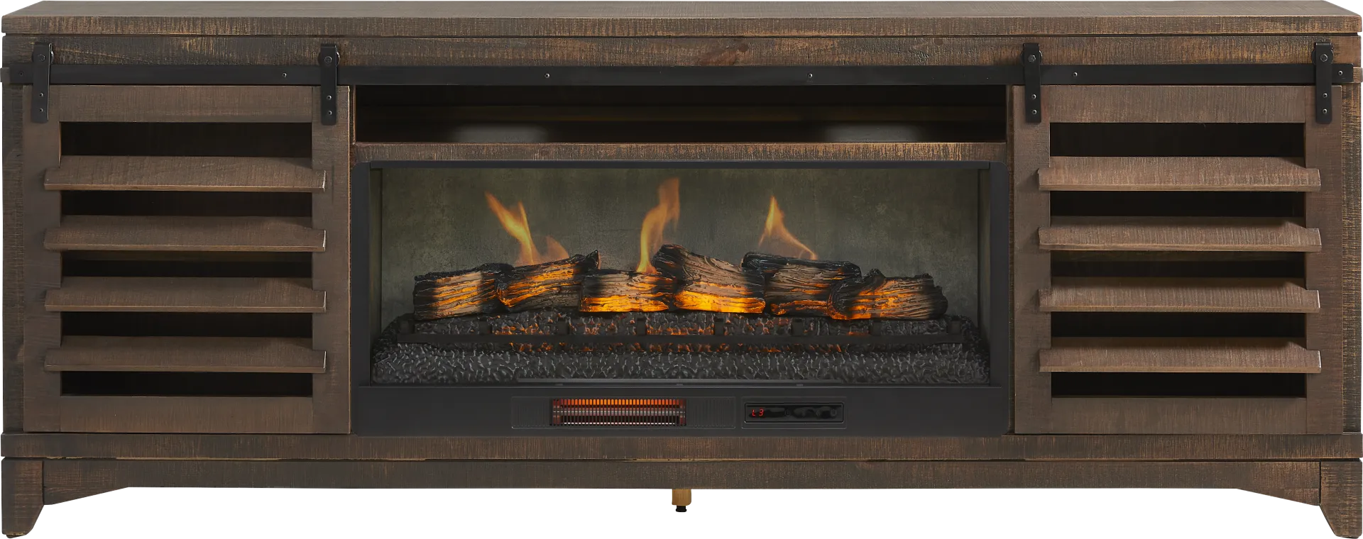 Canoe Creek Brown 88 in. Console with Electric Fireplace - Image 1