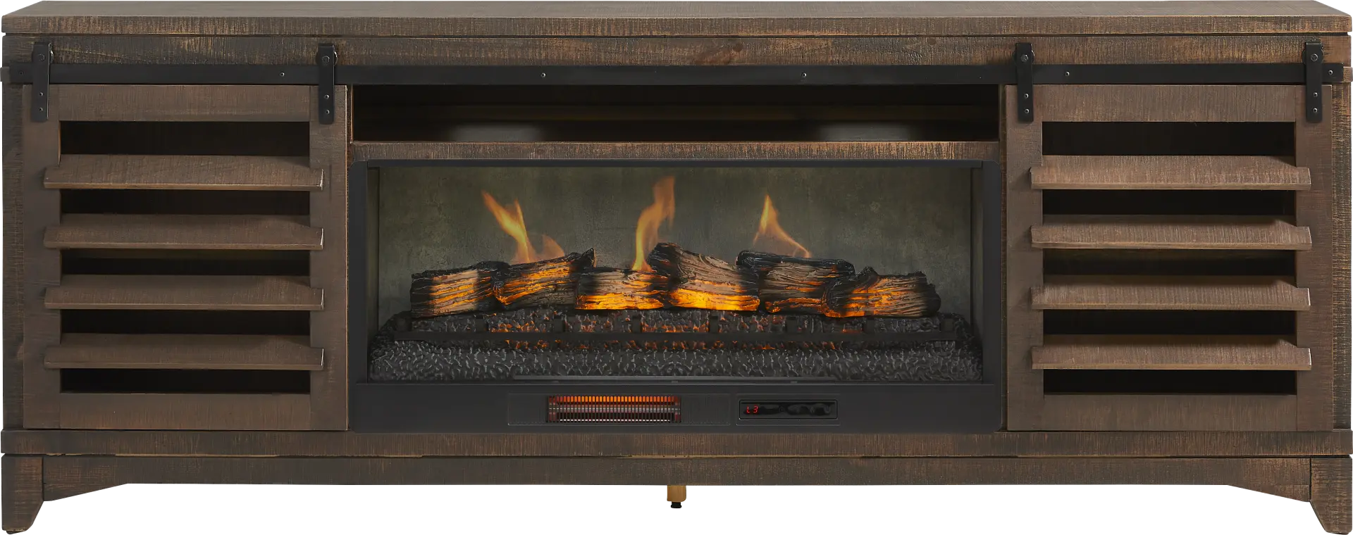 Canoe Creek Brown 88 in. Console with Electric Fireplace