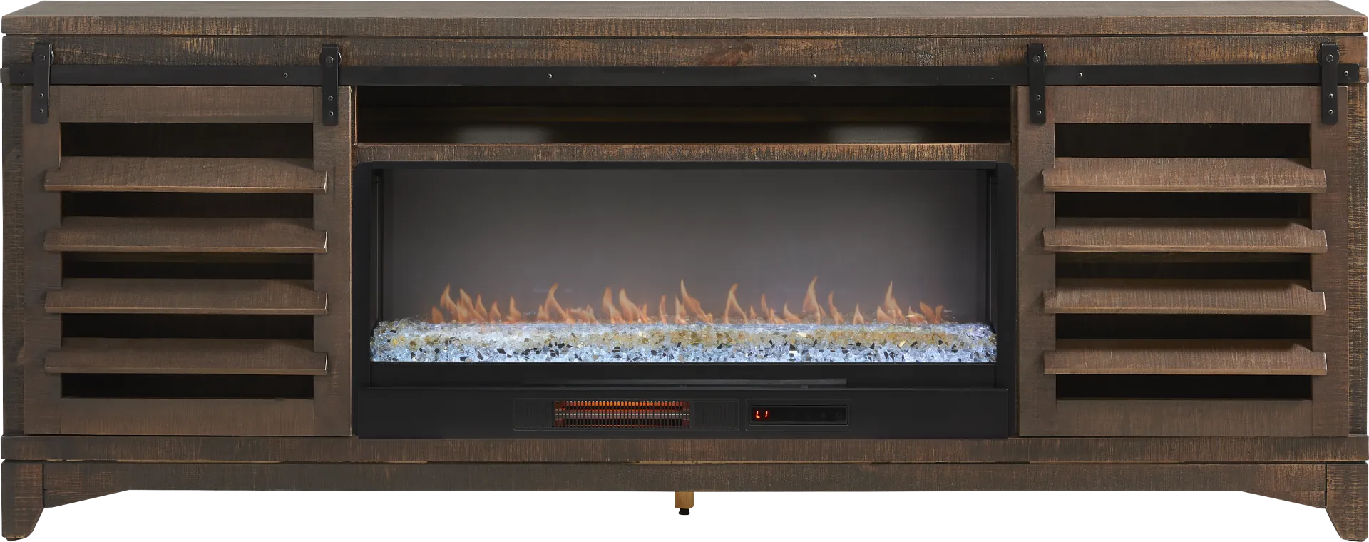 Canoe Creek Brown 88 in. Console with Electric Fireplace - Image 1