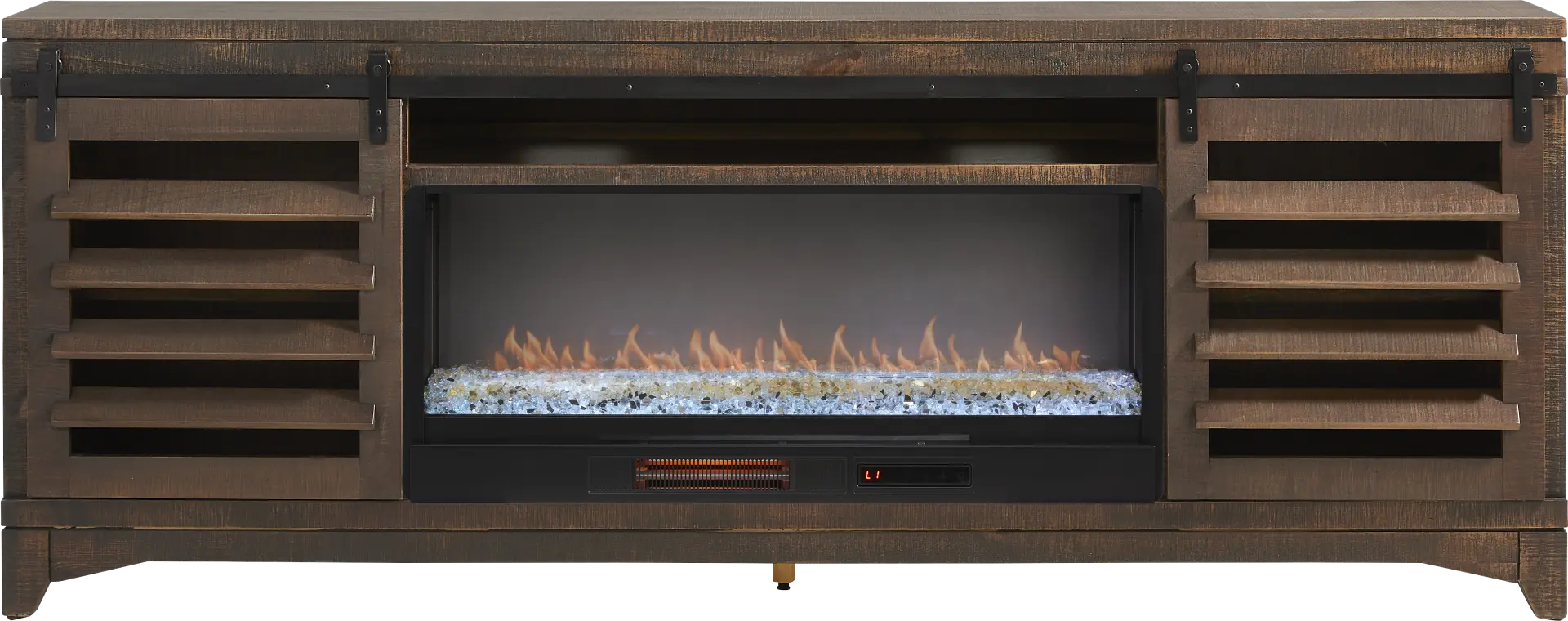 Canoe Creek Brown 88 in. Console with Electric Fireplace