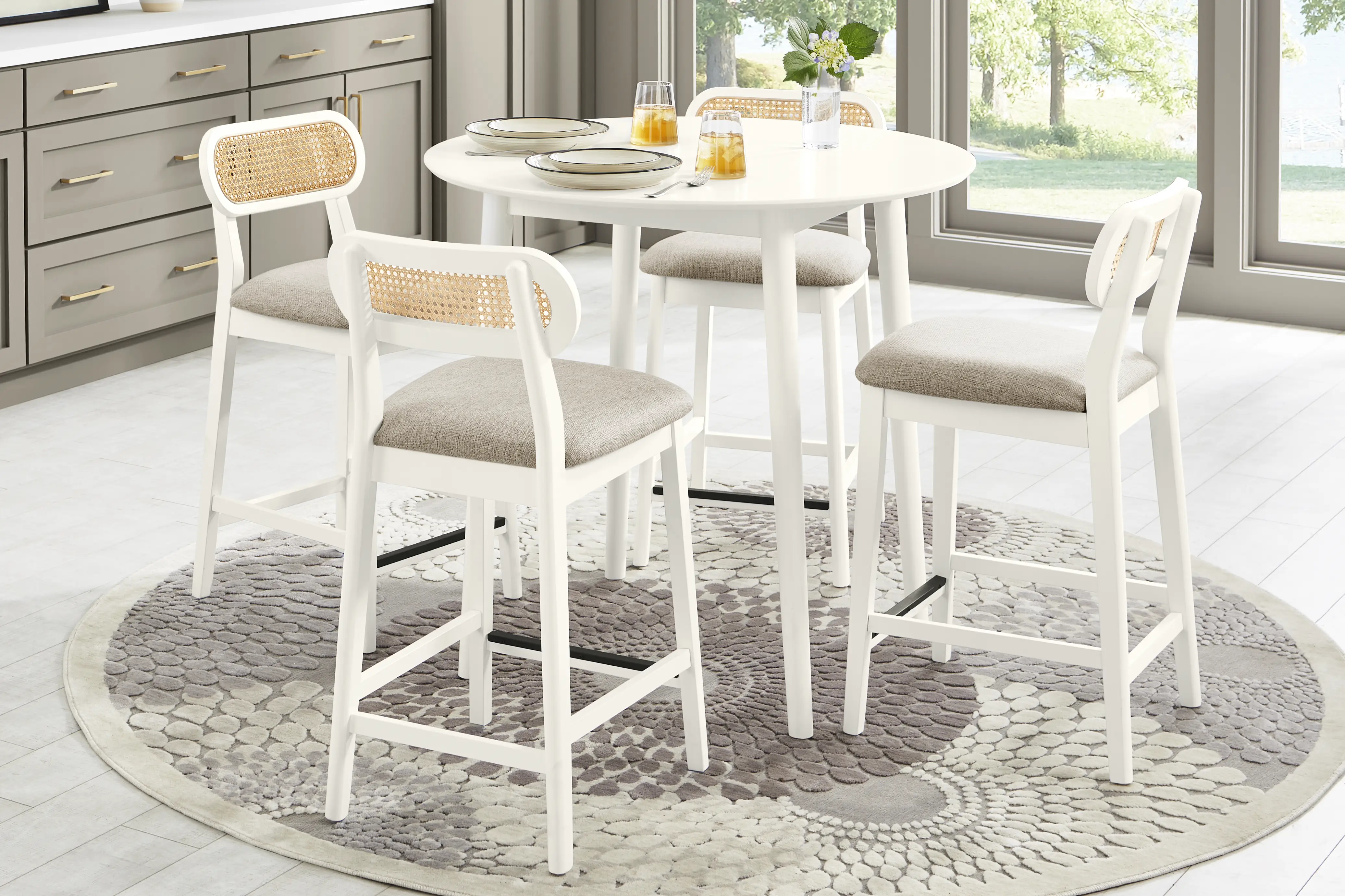 Watertown White 5 Pc Round Counter Height Dining Room - Thumbnail - Image 1